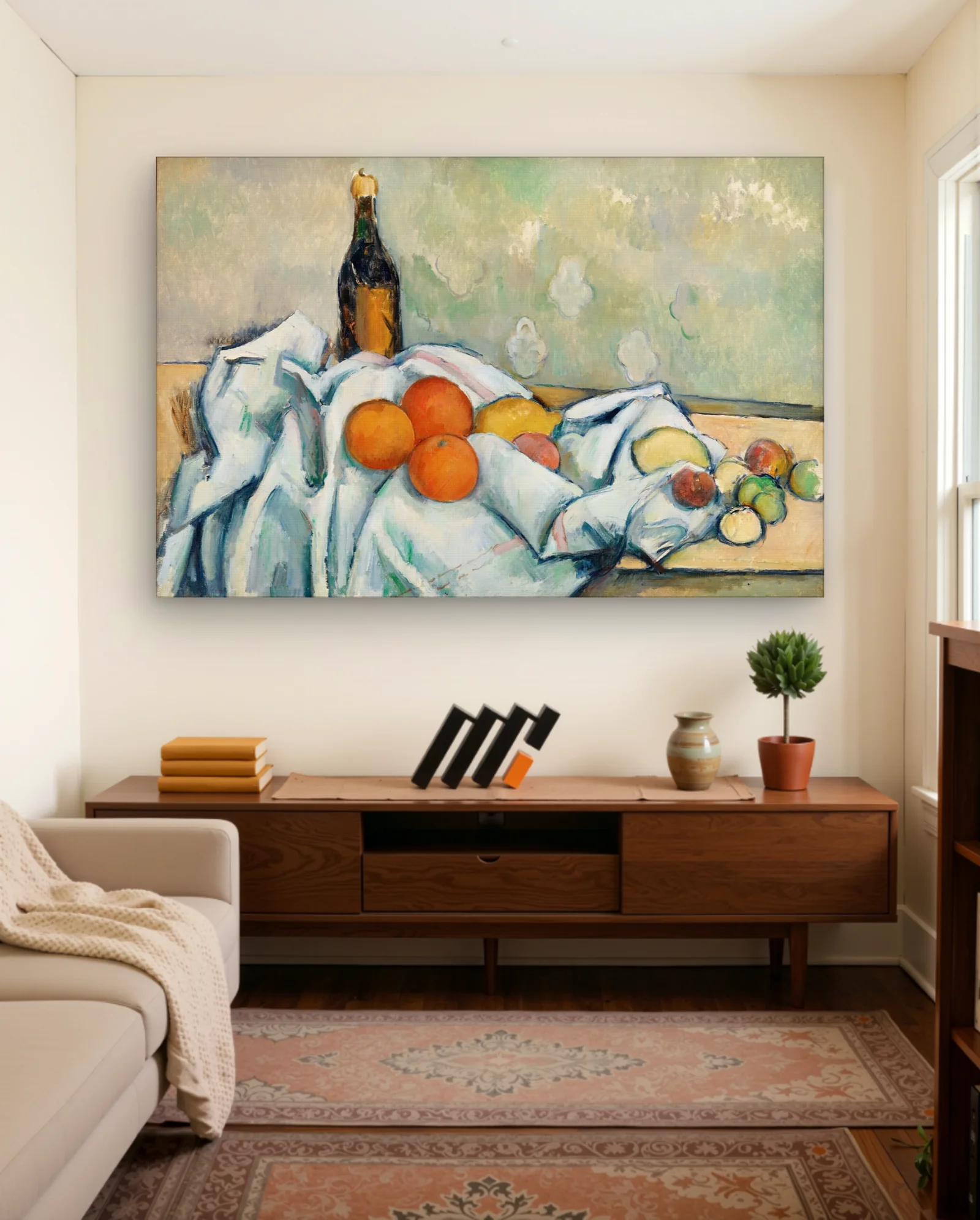 Bottle and Oranges Still Life Wall Art — Abstract abstract & modern wall art poster