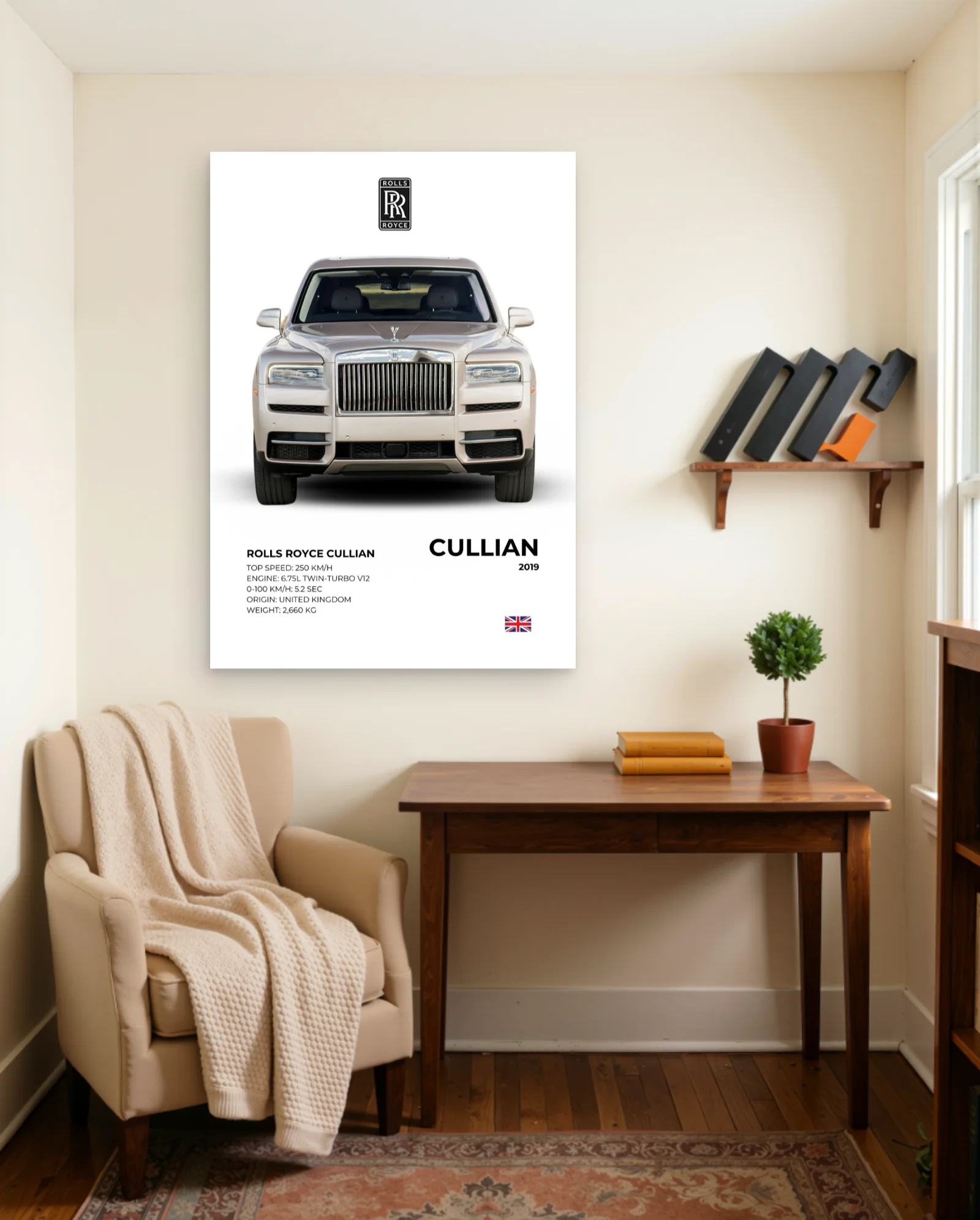 Rolls Royce Cullinan 2019 Poster — framed wall art poster by Memocult