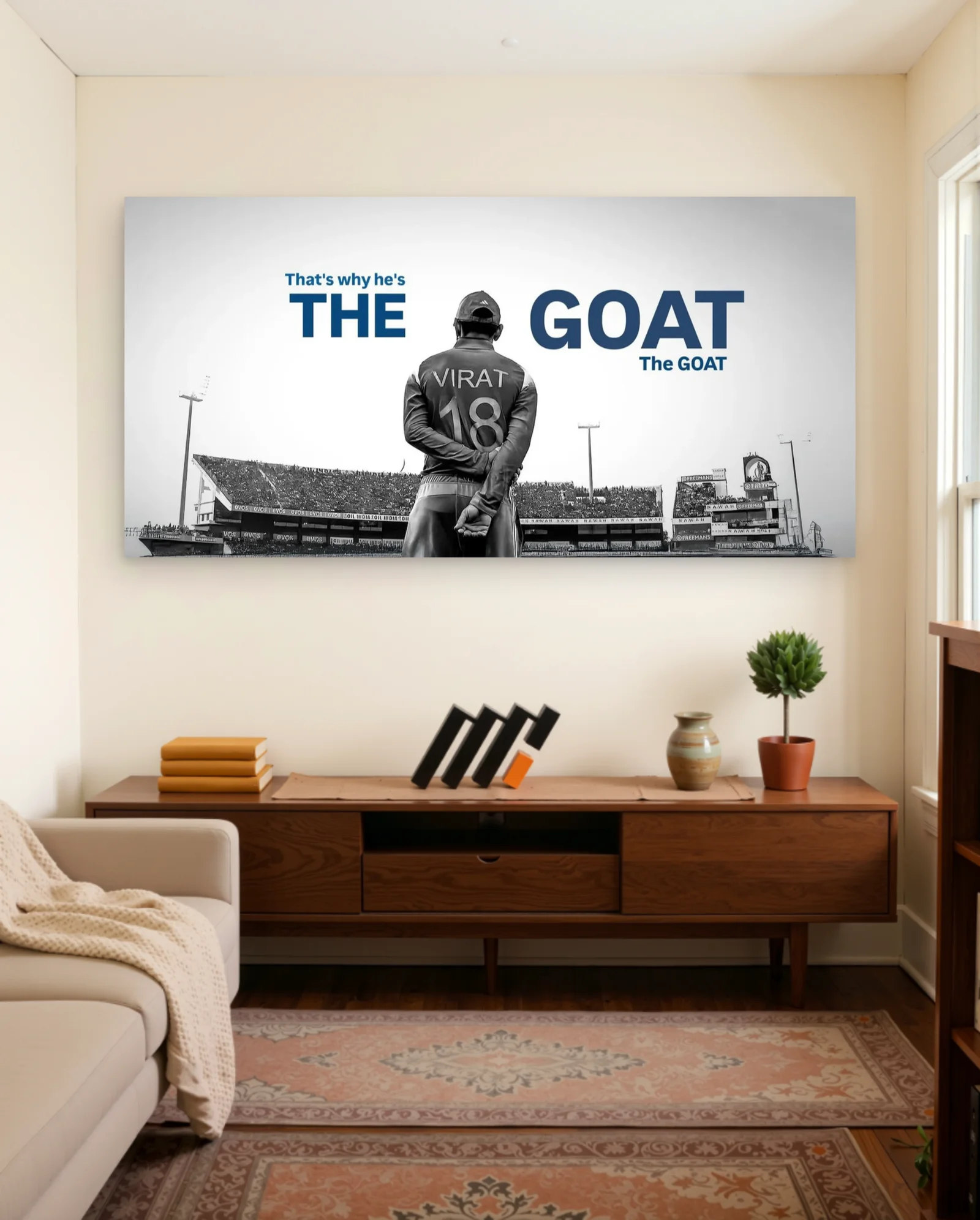Virat Kohli The GOAT Poster — framed wall art poster by Memocult