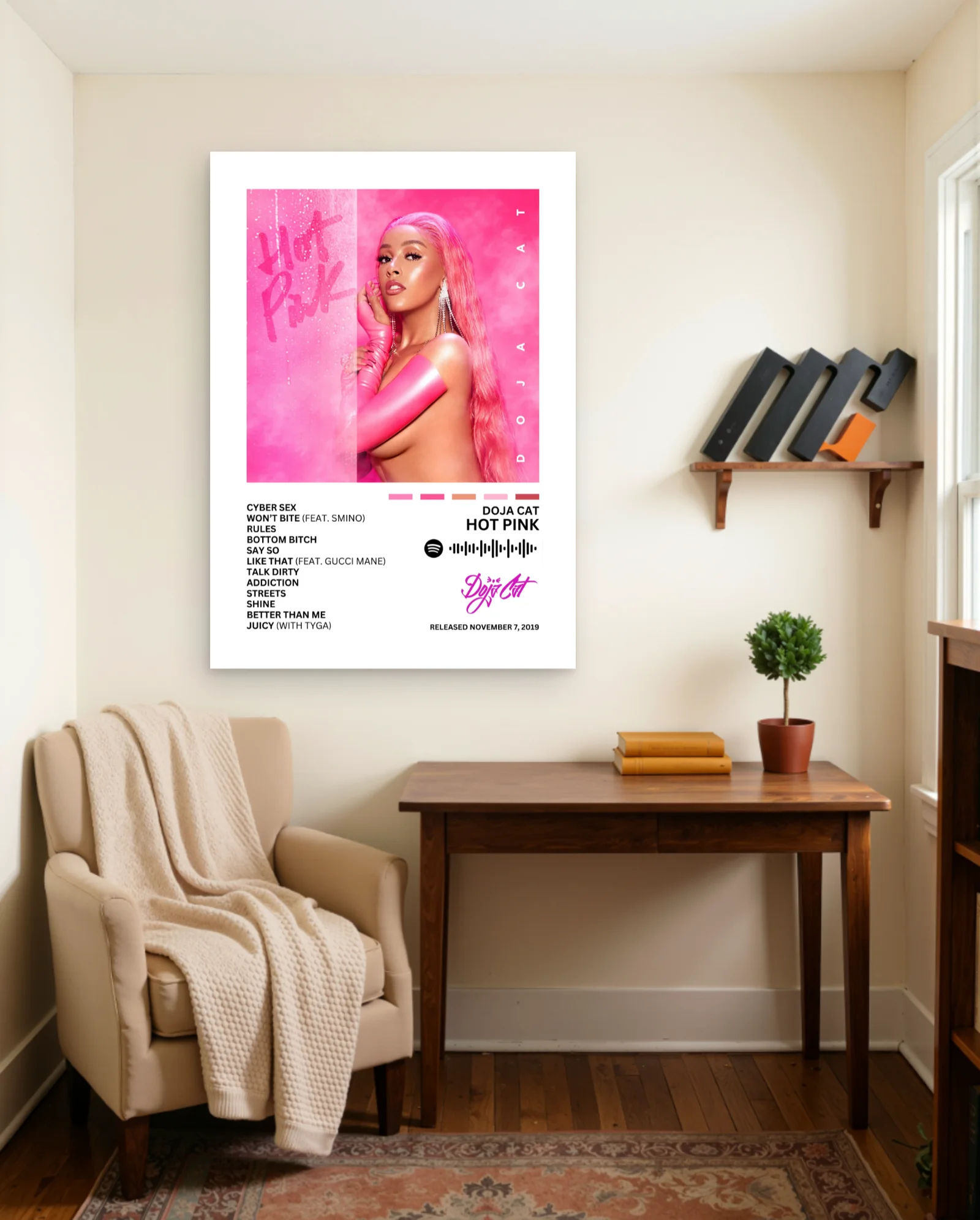 Doja Cat Hot Pink Poster — framed wall art poster by Memocult