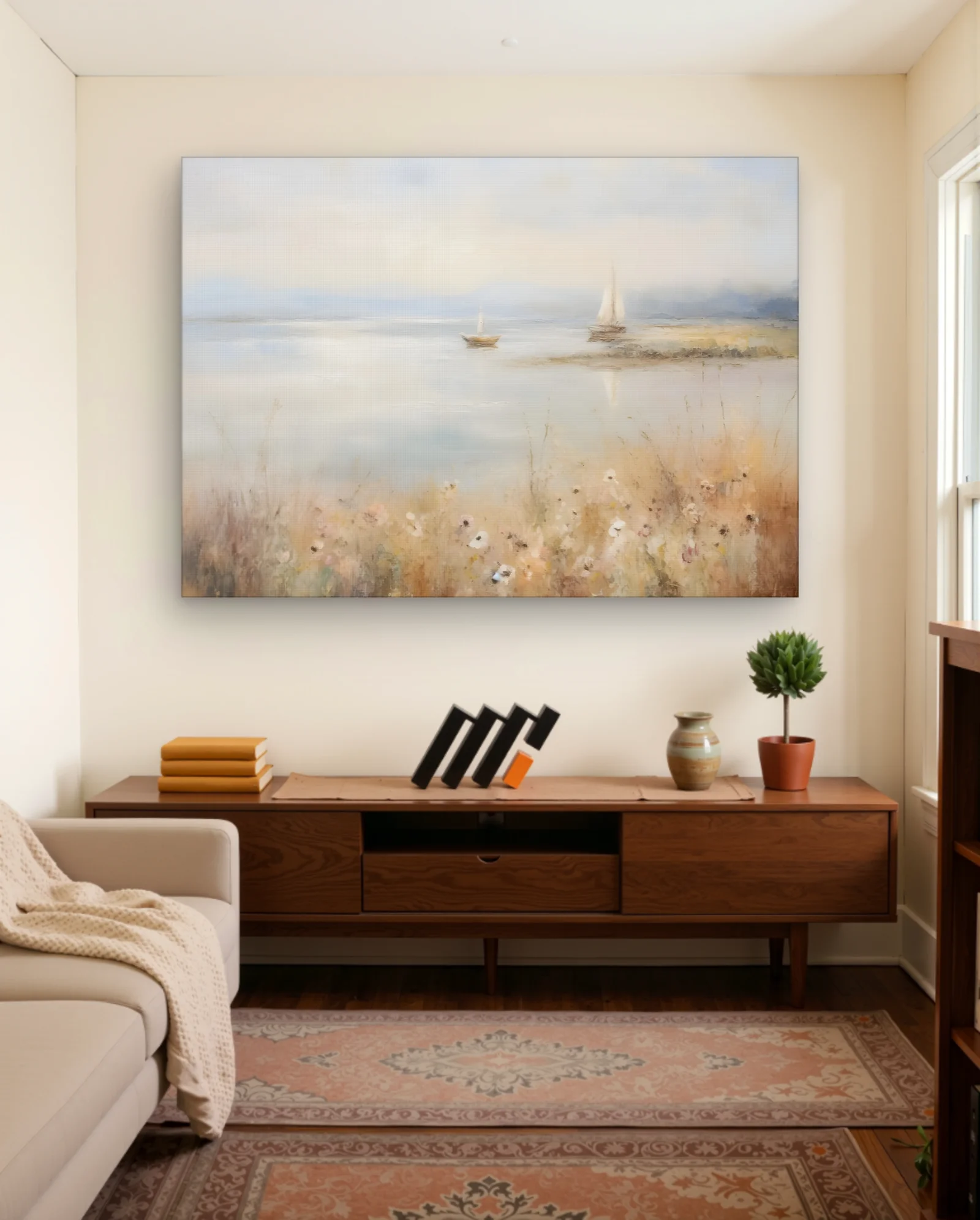 Two Sailboats With Wildflowers Wall Art — Aesthetic Moods abstract & modern wall art poster