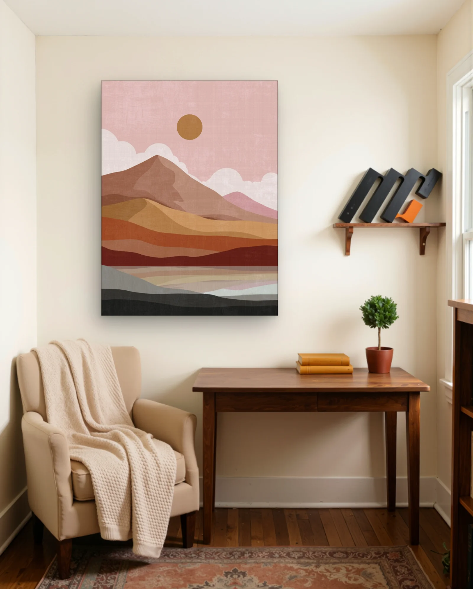 Layered Desert Sunset Wall Art — Abstract abstract & modern wall art poster