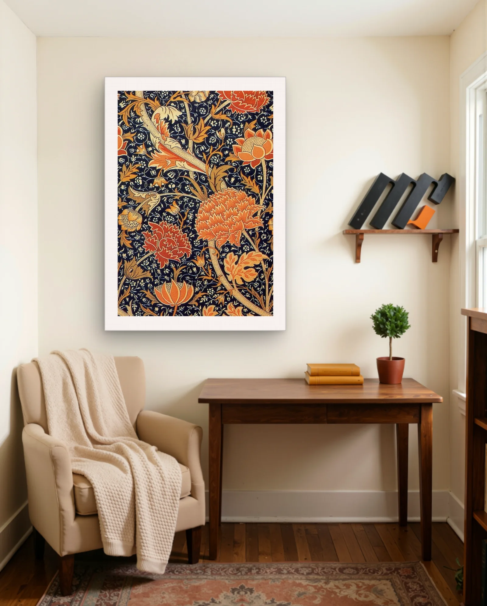 Autumn Chrysanthemum Floral Pattern Art Print — framed wall art poster by Memocult