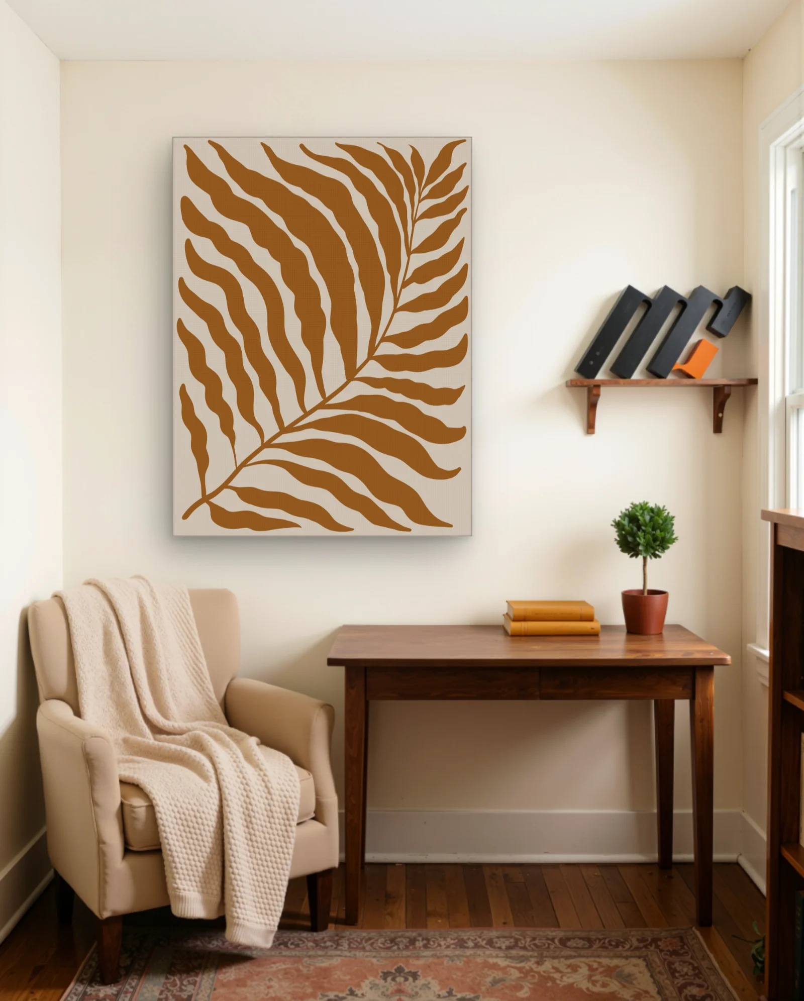 Terracotta Fern Frond Wall Art — Abstract abstract & modern wall art poster