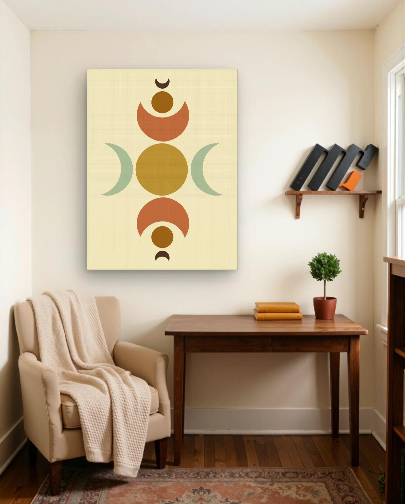 Stacked Moons And Circles Earth Tone Wall Art — Abstract abstract & modern wall art poster