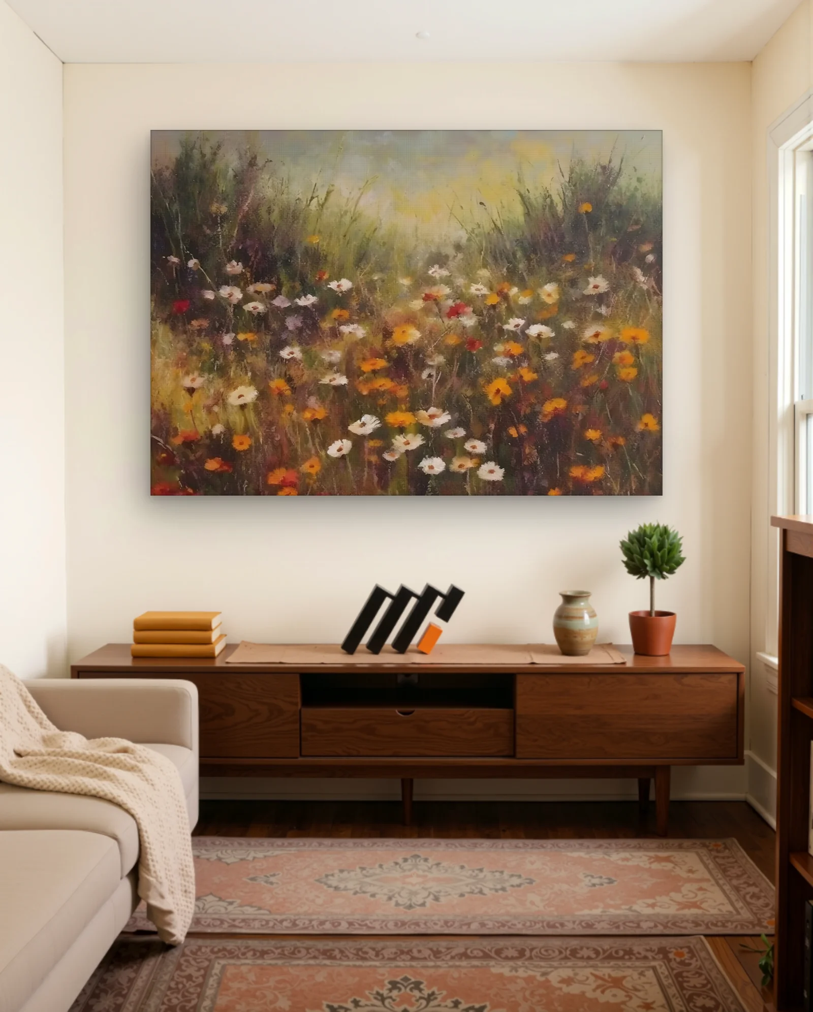 Autumn Meadow Wildflowers Wall Art — framed wall art poster by Memocult