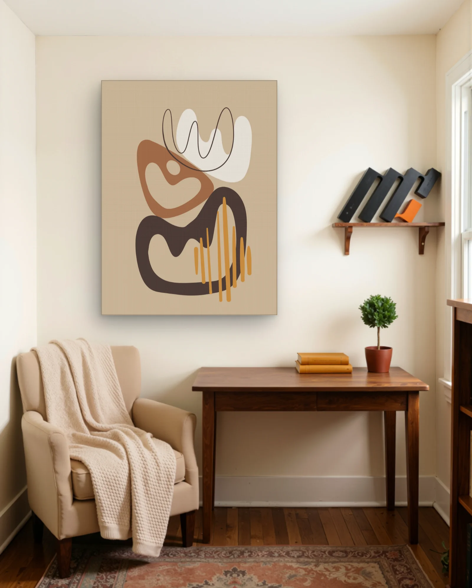 Terracotta Abstract Shapes Wall Art — framed wall art poster by Memocult