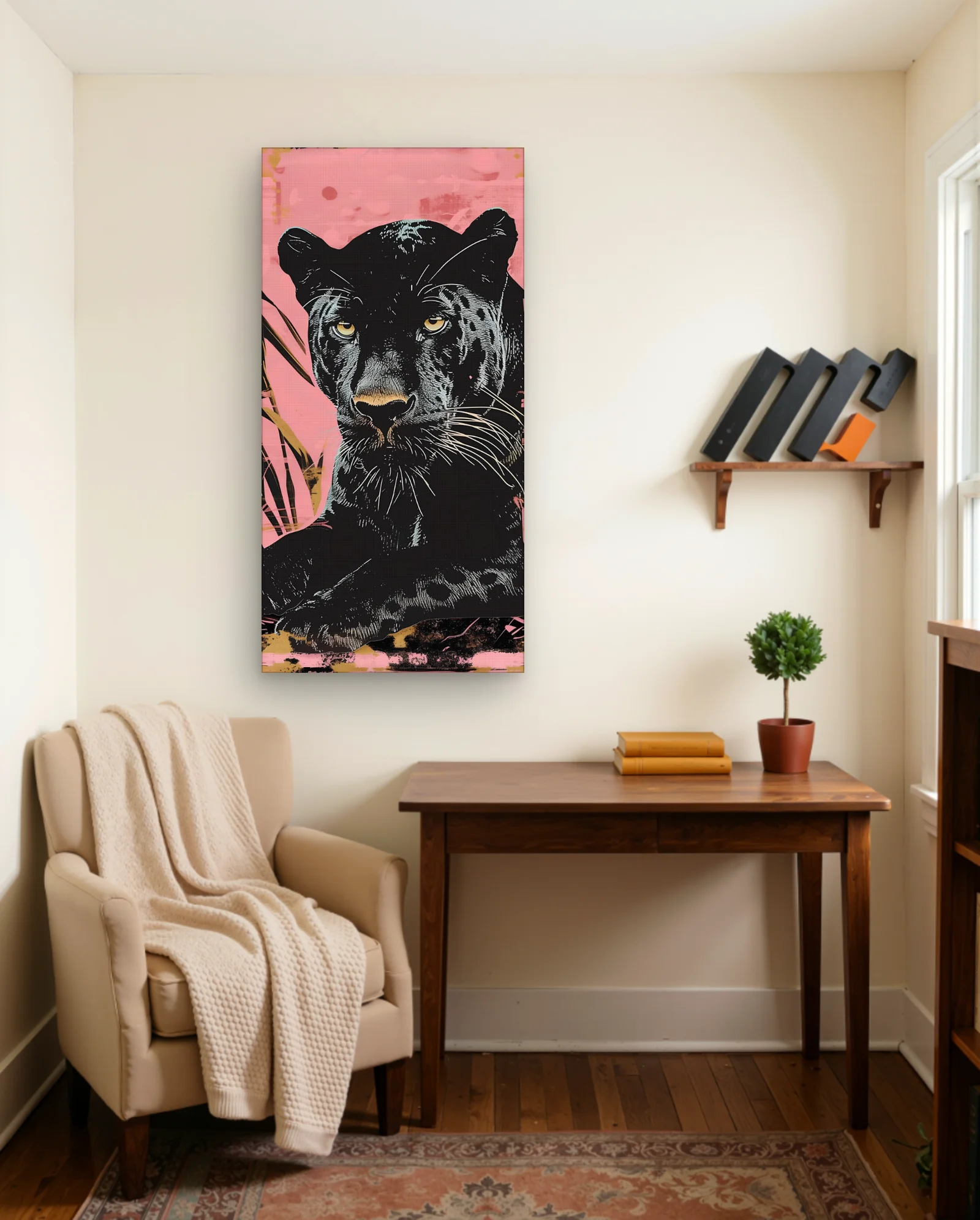 Black Panther Pink Botanical Wall Art — Modern Digital Art abstract & modern wall art poster