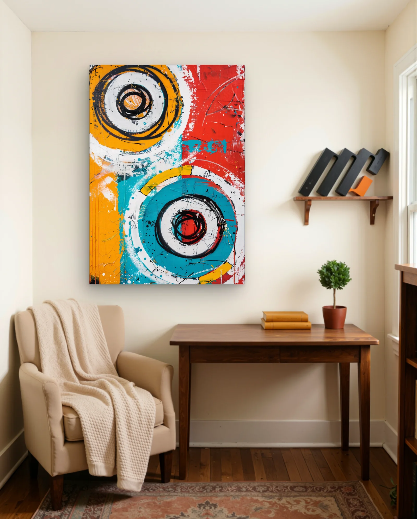 Concentric Rings Red Yellow Blue Wall Art — Abstract abstract & modern wall art poster