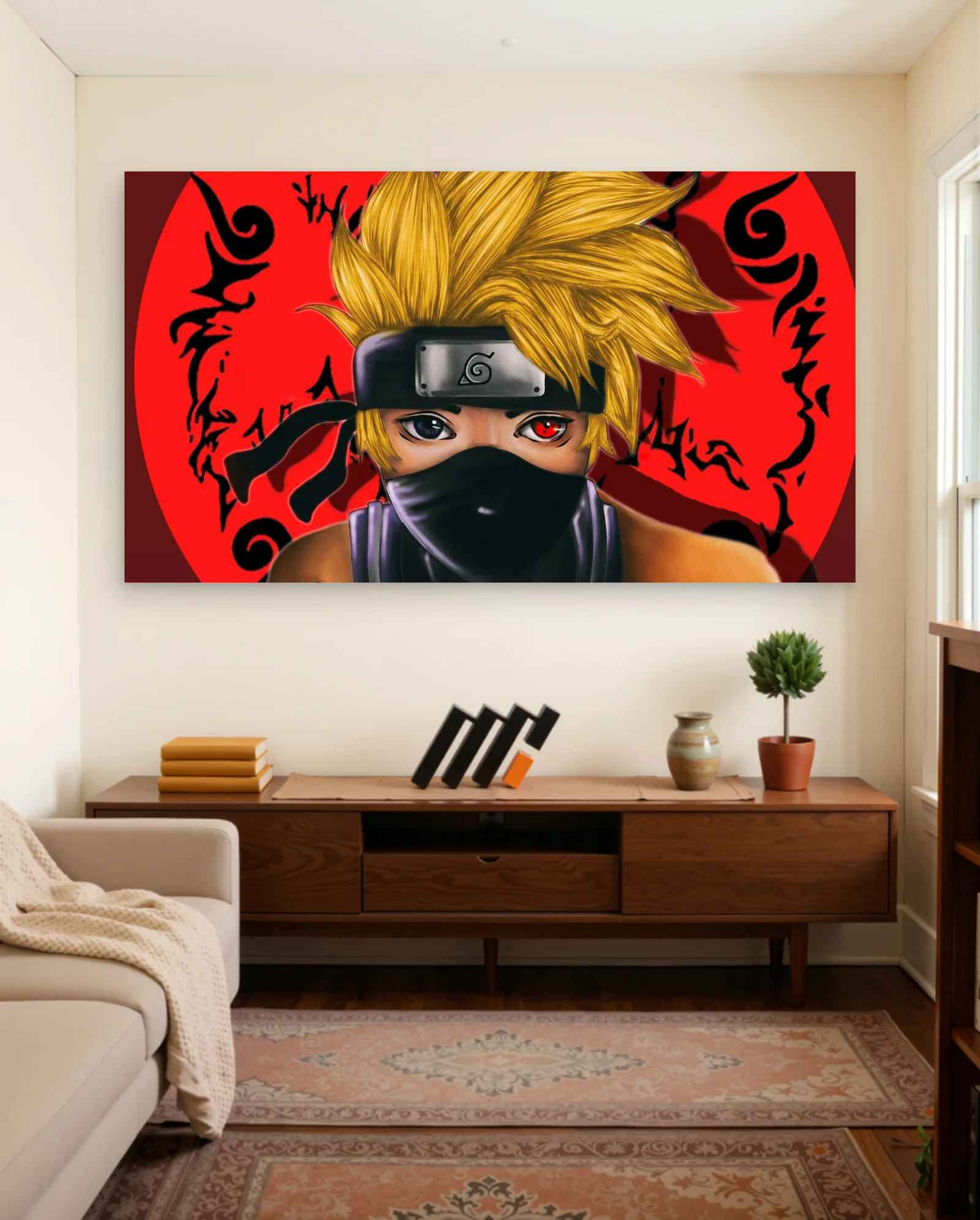 Kakashi Hatake With Red Eye Poster — framed wall art poster by Memocult