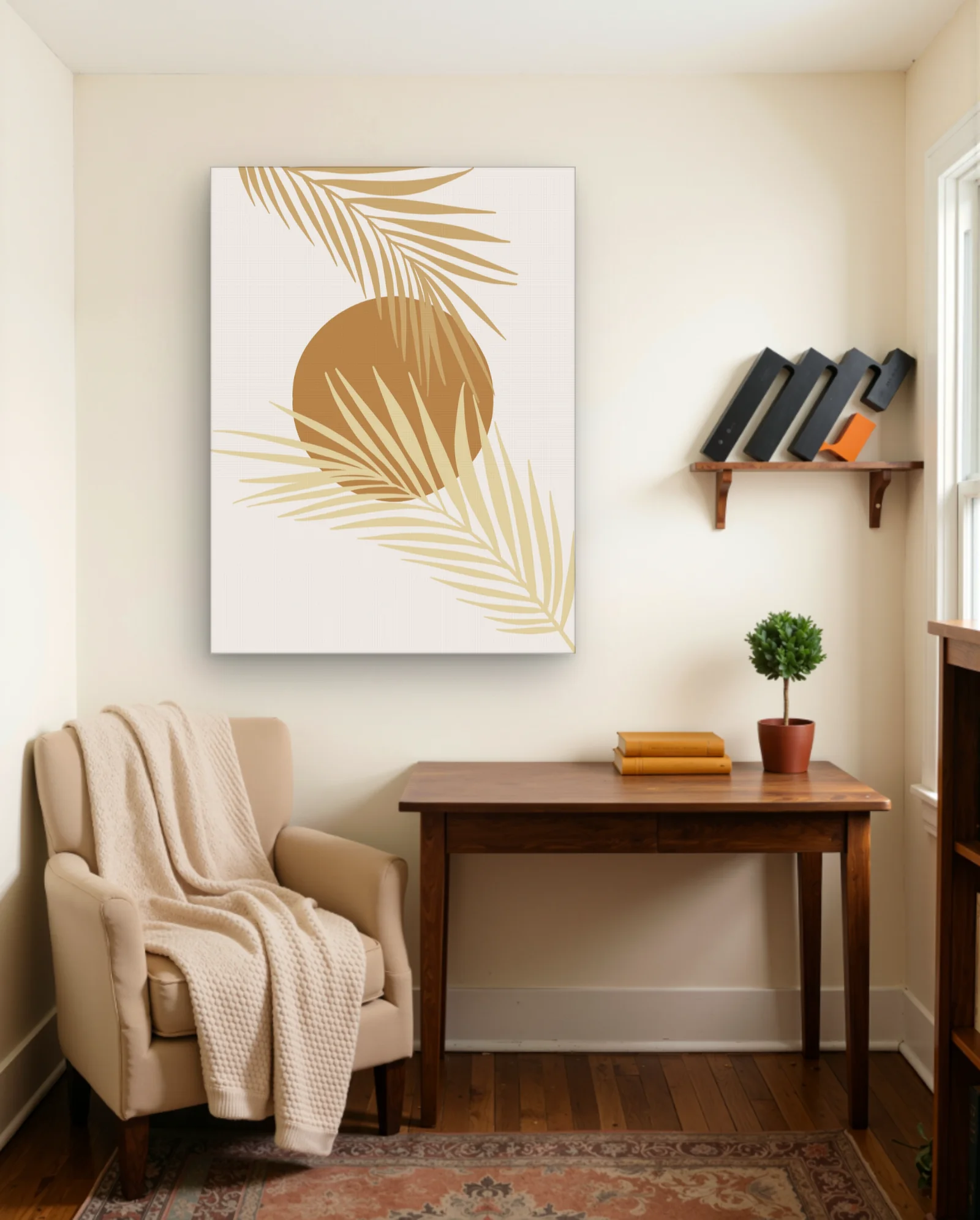 Terracotta Sun Palm Fronds Wall Art — Abstract abstract & modern wall art poster