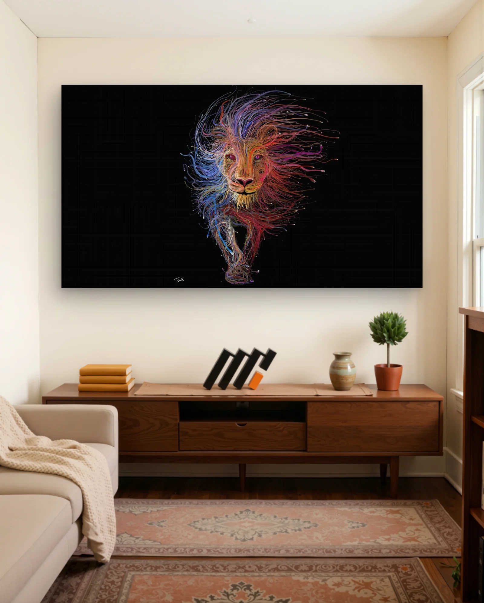 Colorful Lion Forward Stride Wall Art — Abstract abstract & modern wall art poster