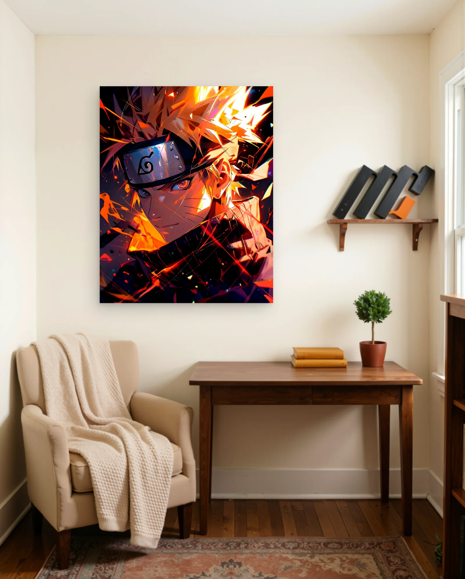 Naruto Uzumaki Fiery Aura Poster — framed wall art poster by Memocult