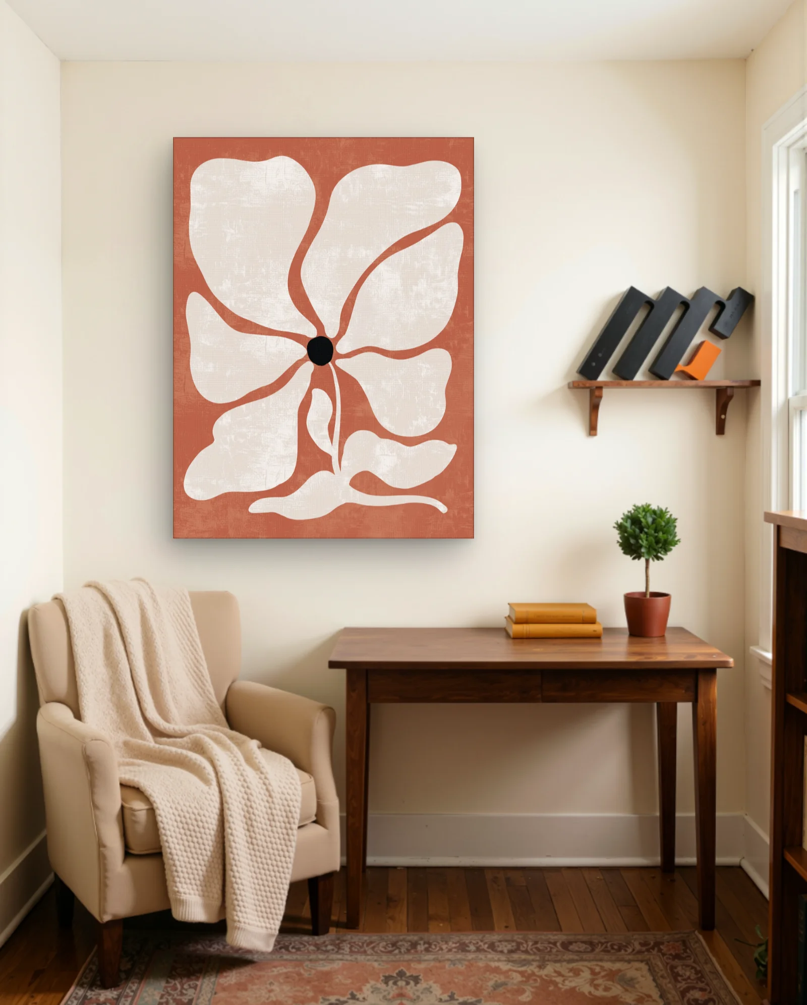 White Petal Floral Terracotta Wall Art — Abstract abstract & modern wall art poster