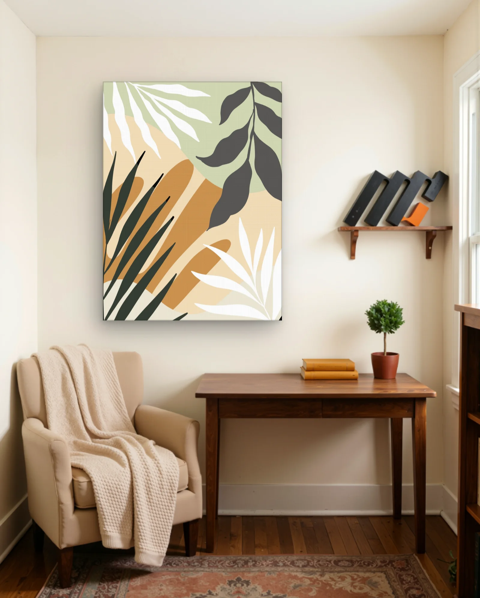 Sage Ochre Ivory Botanical Layers Wall Art — Abstract abstract & modern wall art poster