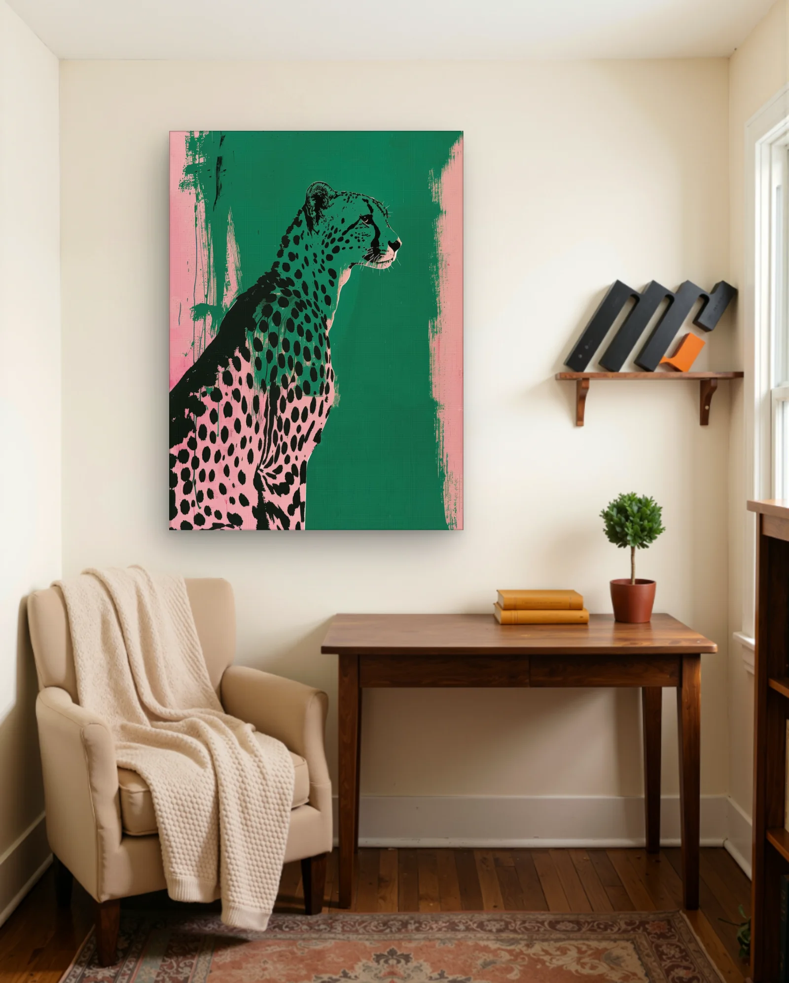 Cheetah Pink Green Pop Wall Art — Abstract abstract & modern wall art poster