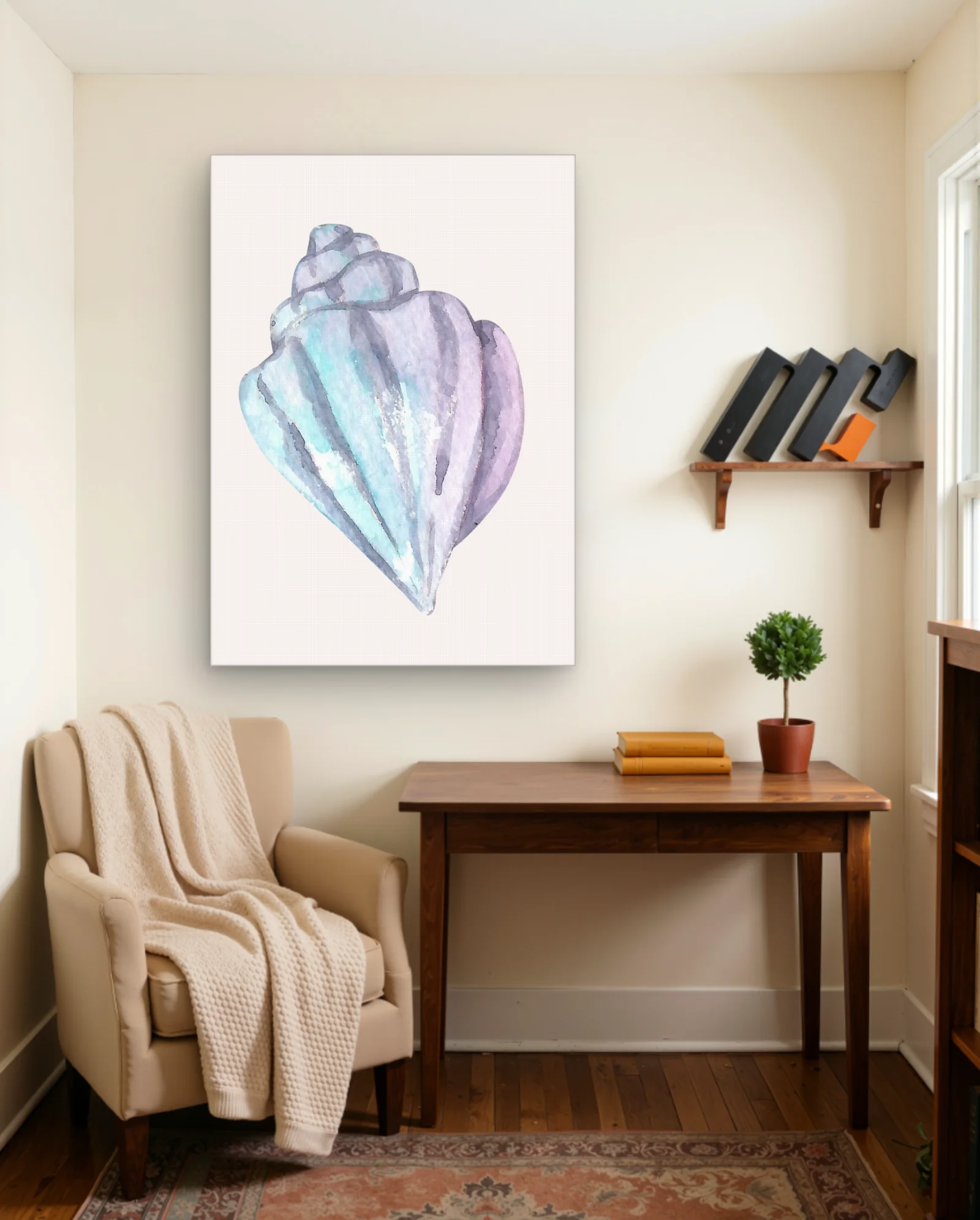 Pastel Watercolor Seashell Wall Art — Modern Digital Art abstract & modern wall art poster
