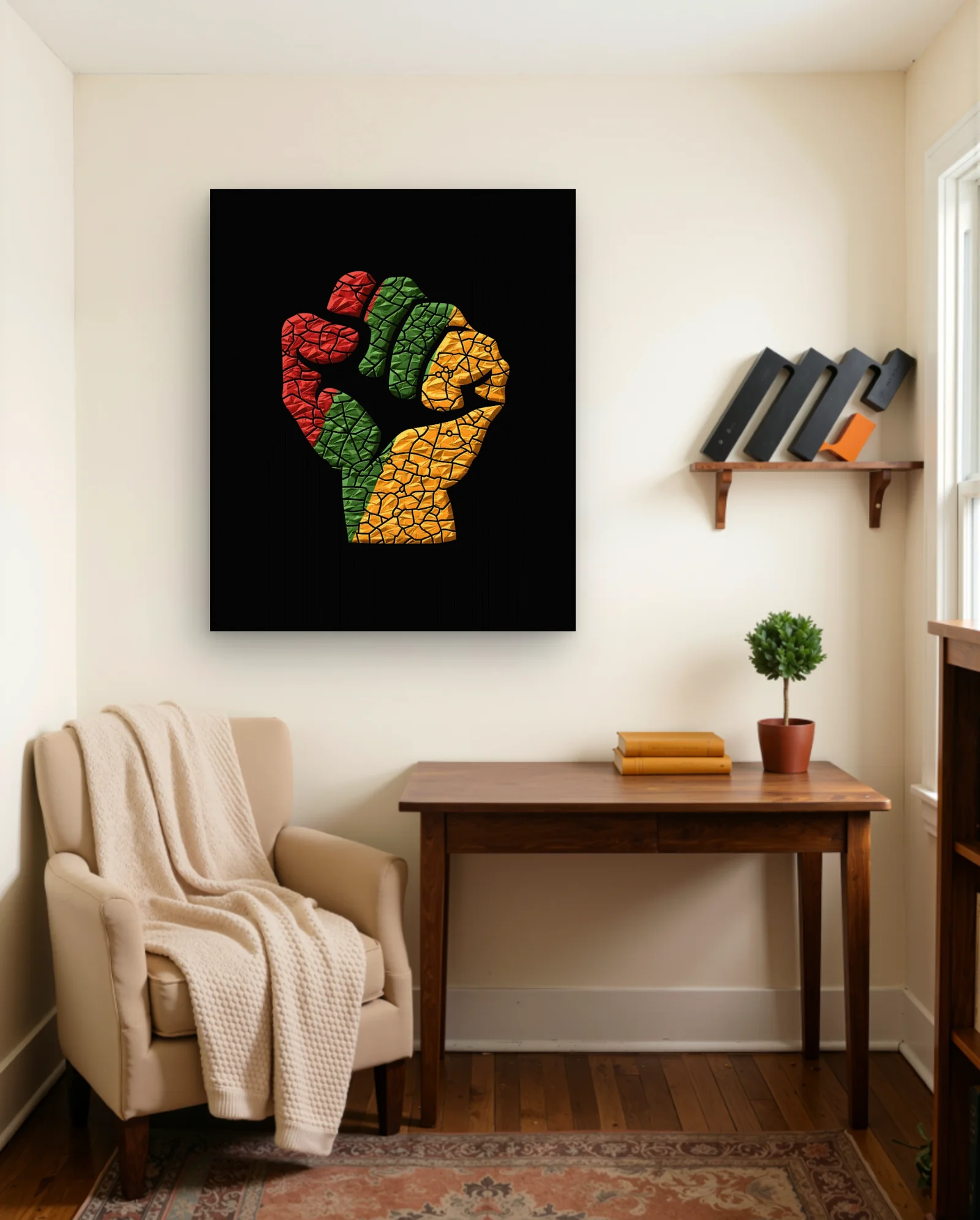 Pan African Raised Fist Photo — framed wall art poster by Memocult