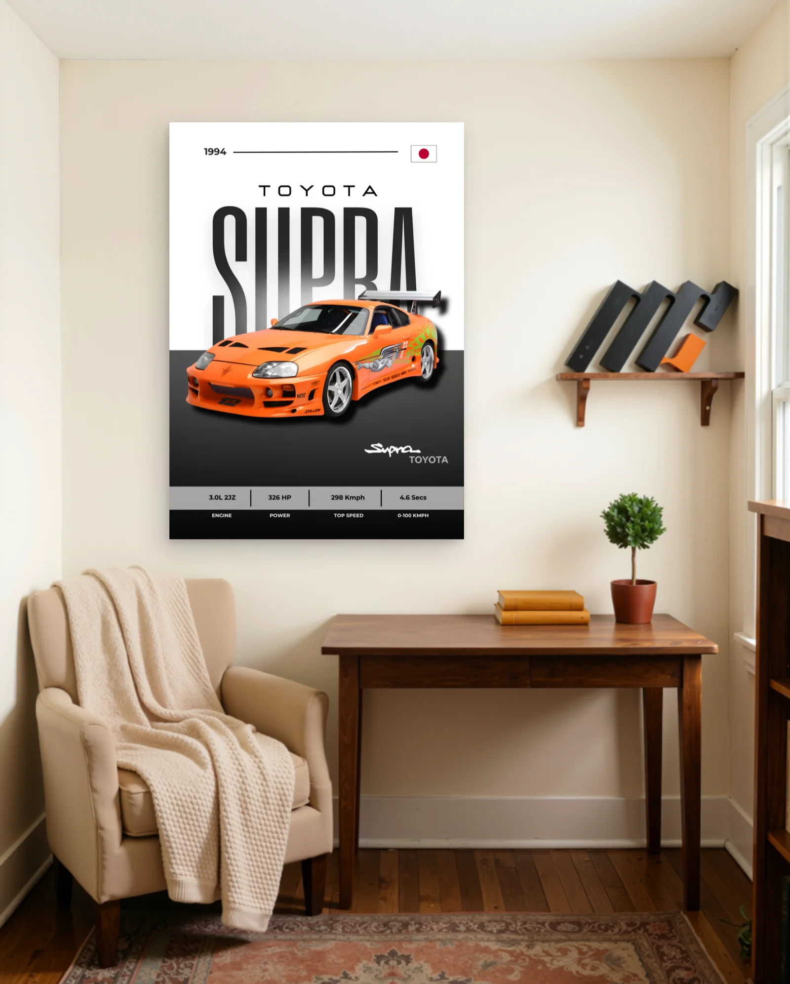 1994 Toyota Supra Poster — framed wall art poster by Memocult
