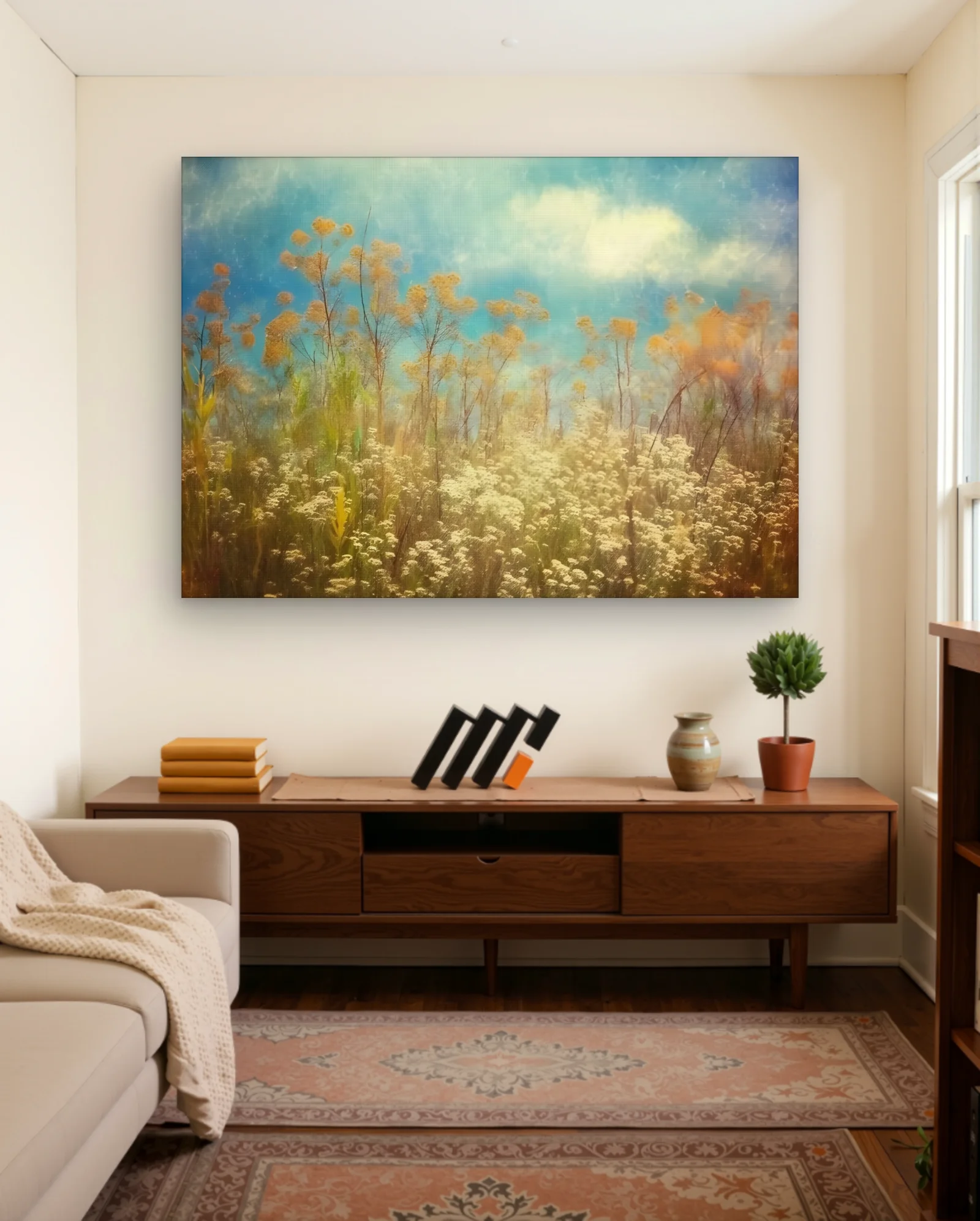 Golden Meadow Autumn Seedheads Wall Art — Modern Digital Art abstract & modern wall art poster