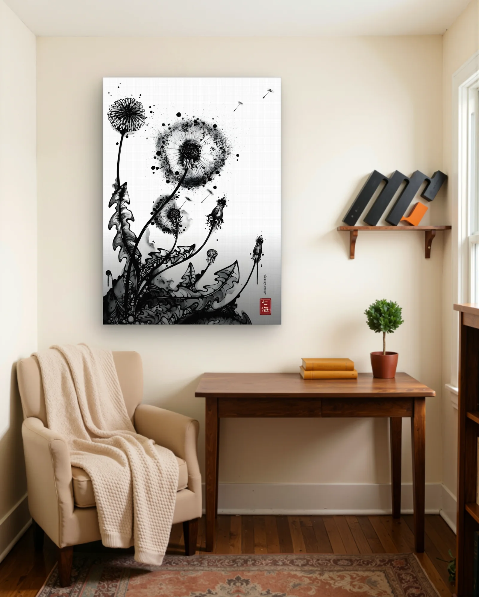 Dandelion Inkburst Wall Art — framed wall art poster by Memocult