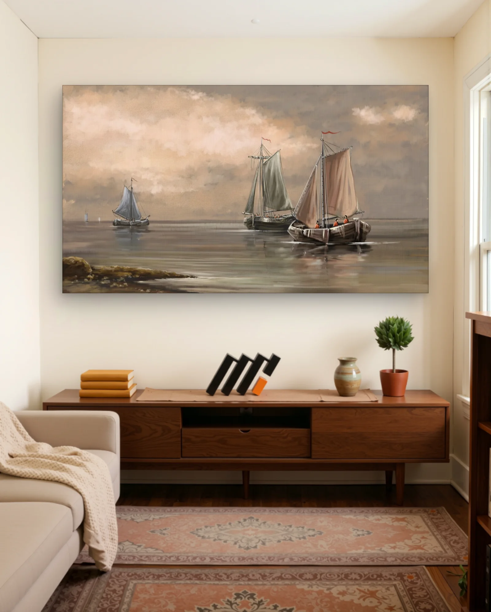 Three Sailing Boats On Water Wall Art — Aesthetic Moods abstract & modern wall art poster