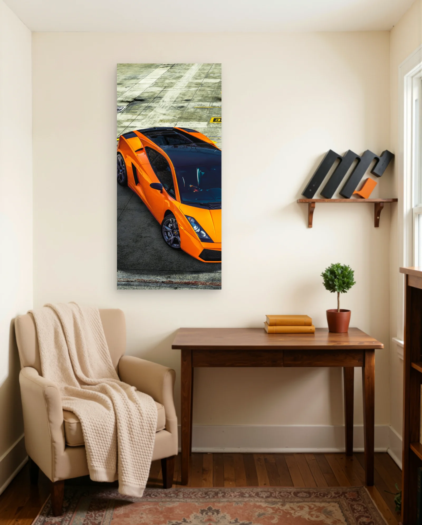 Orange Lamborghini Gallardo Poster — framed wall art poster by Memocult