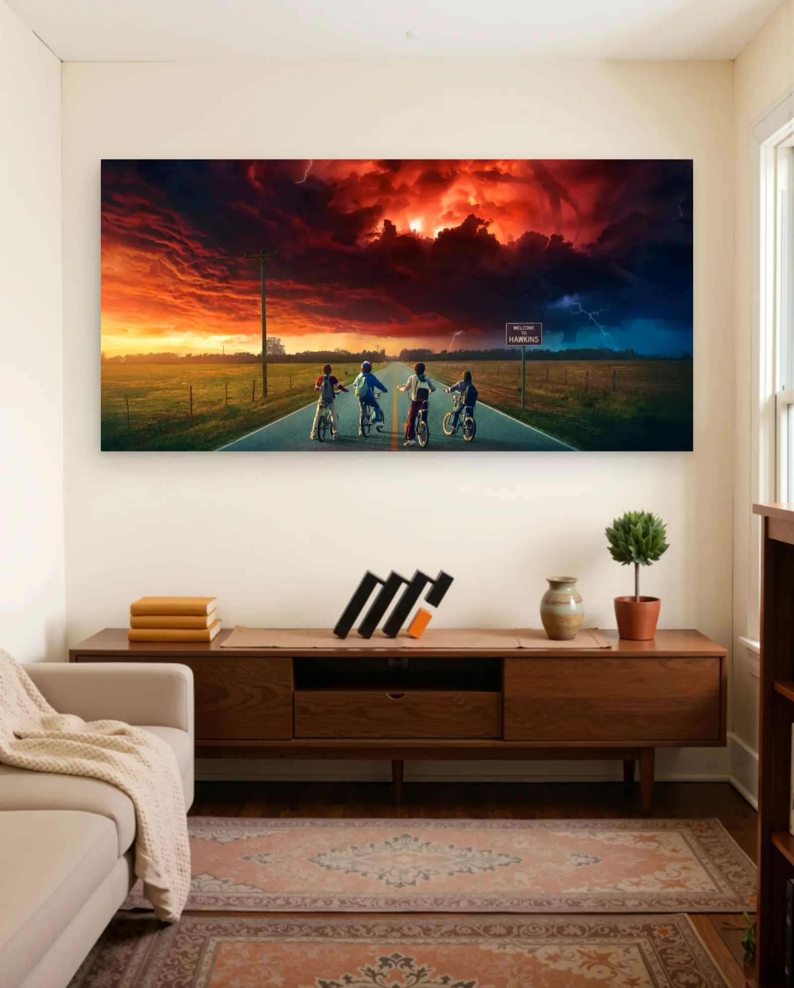 Stranger Things Hawkins Arrival Poster — framed wall art poster by Memocult