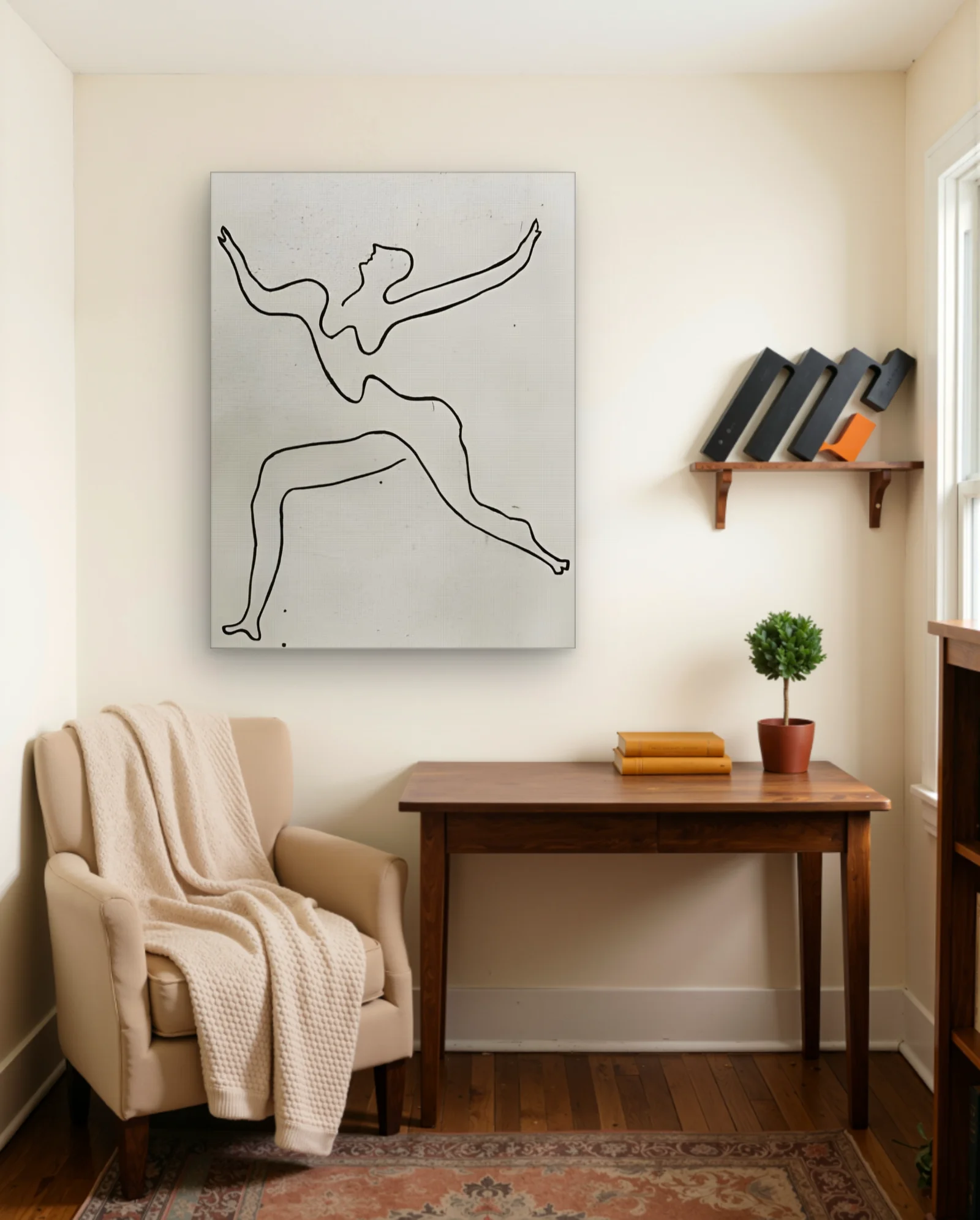 Single Line Leaping Dancer Wall Art — framed wall art poster by Memocult