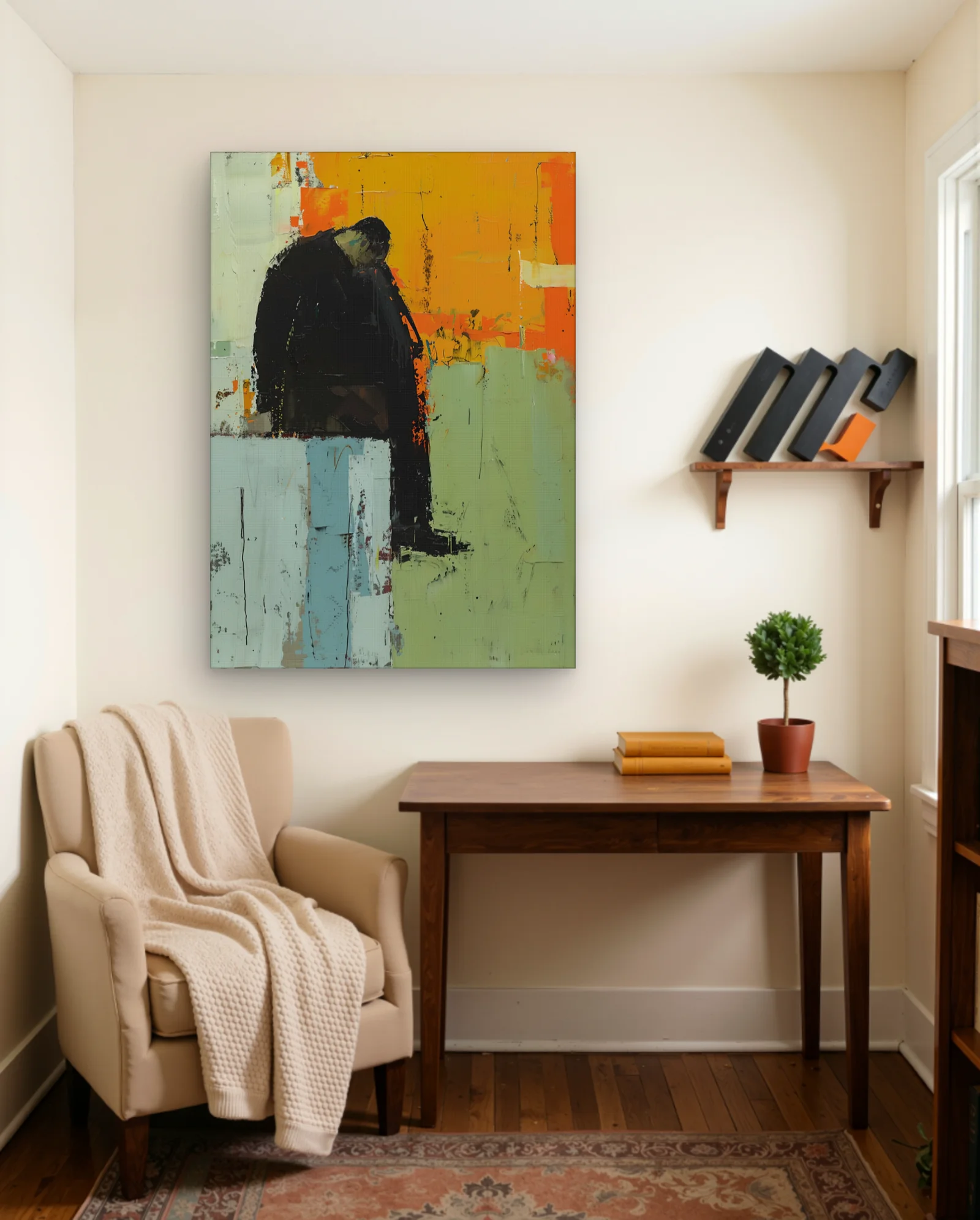 Seated Figure Abstract Background Wall Art — Abstract abstract & modern wall art poster