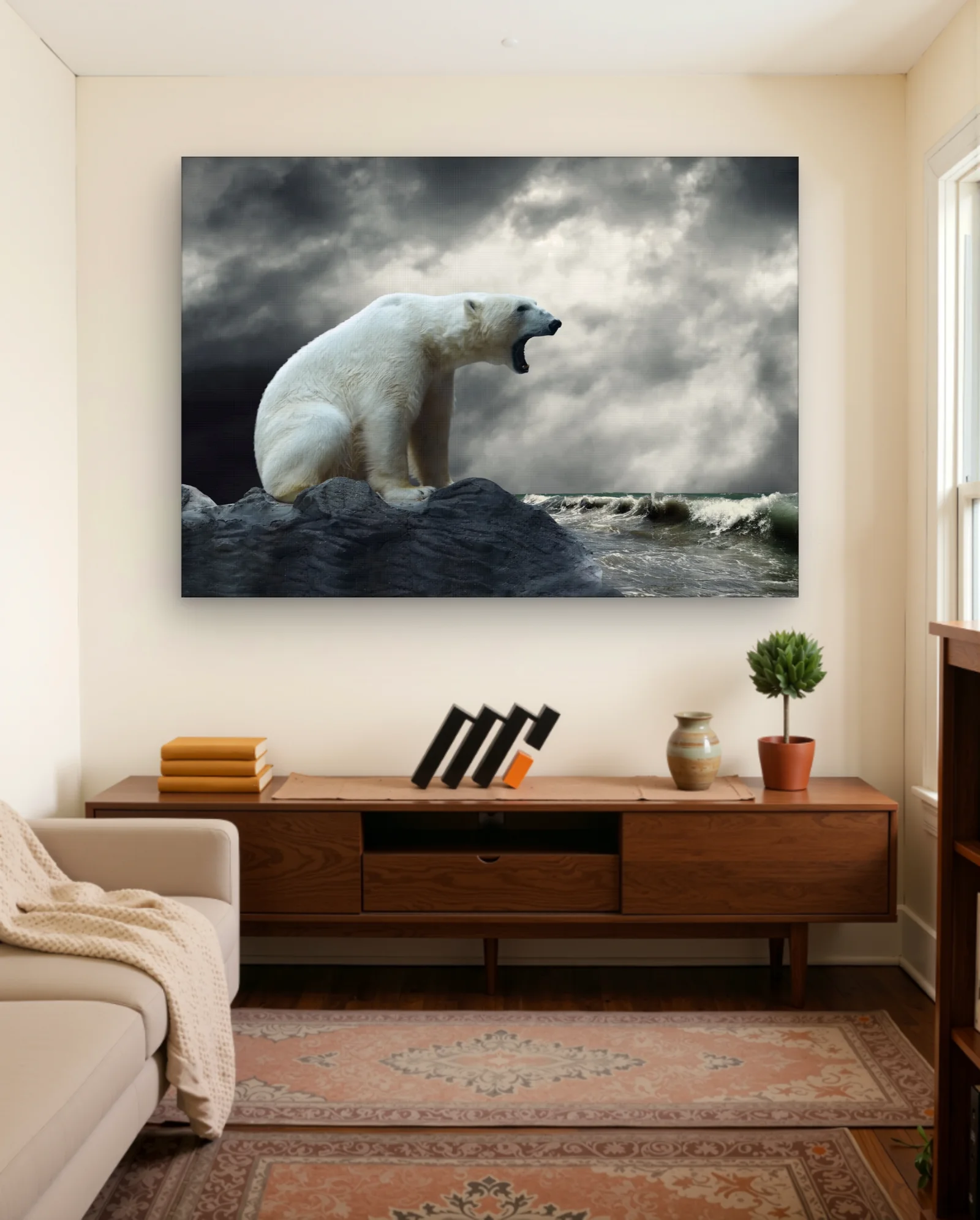 Polar Bear Roar Wall Art — framed wall art poster by Memocult