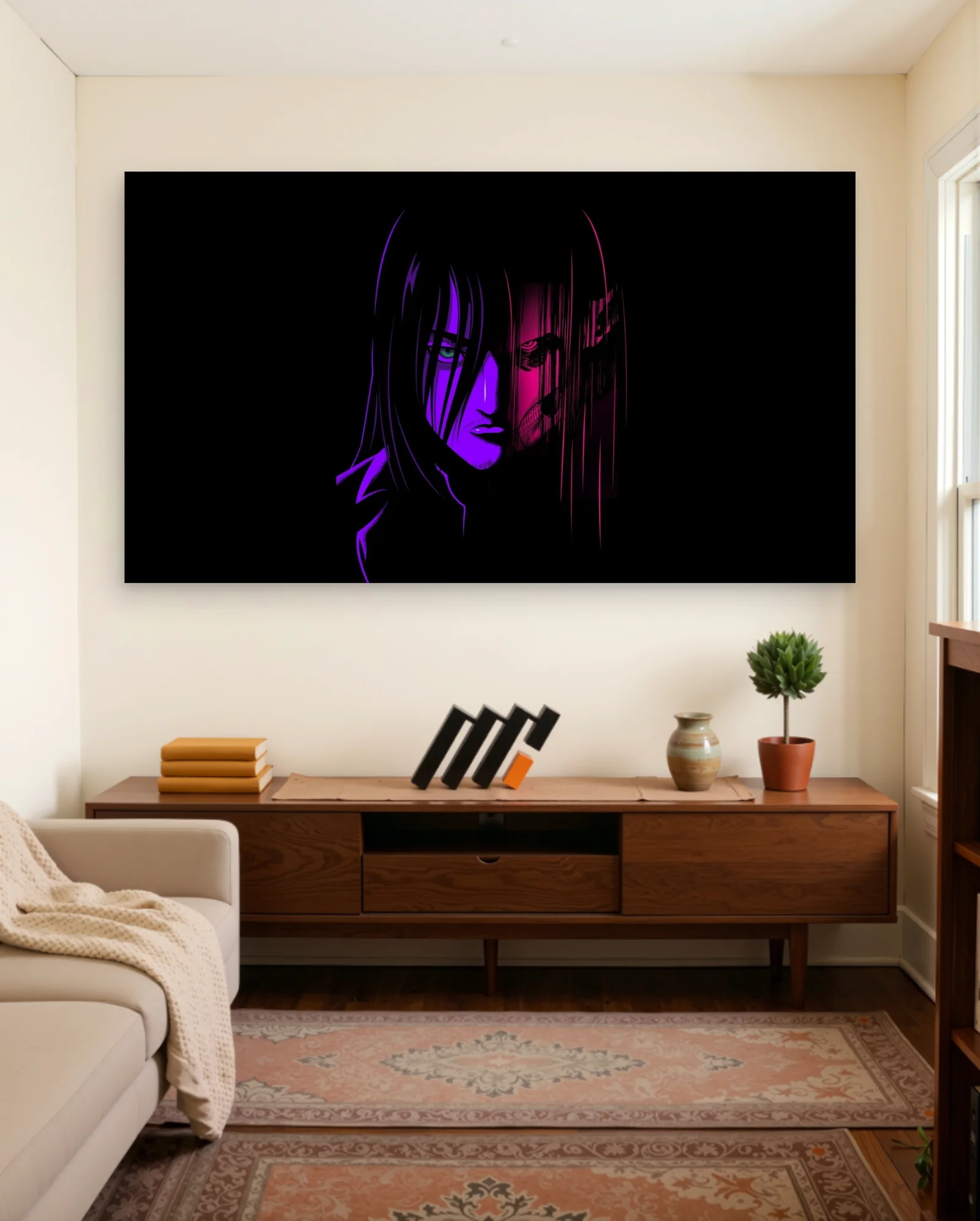 Eren Yeager Dual Face Poster — framed wall art poster by Memocult