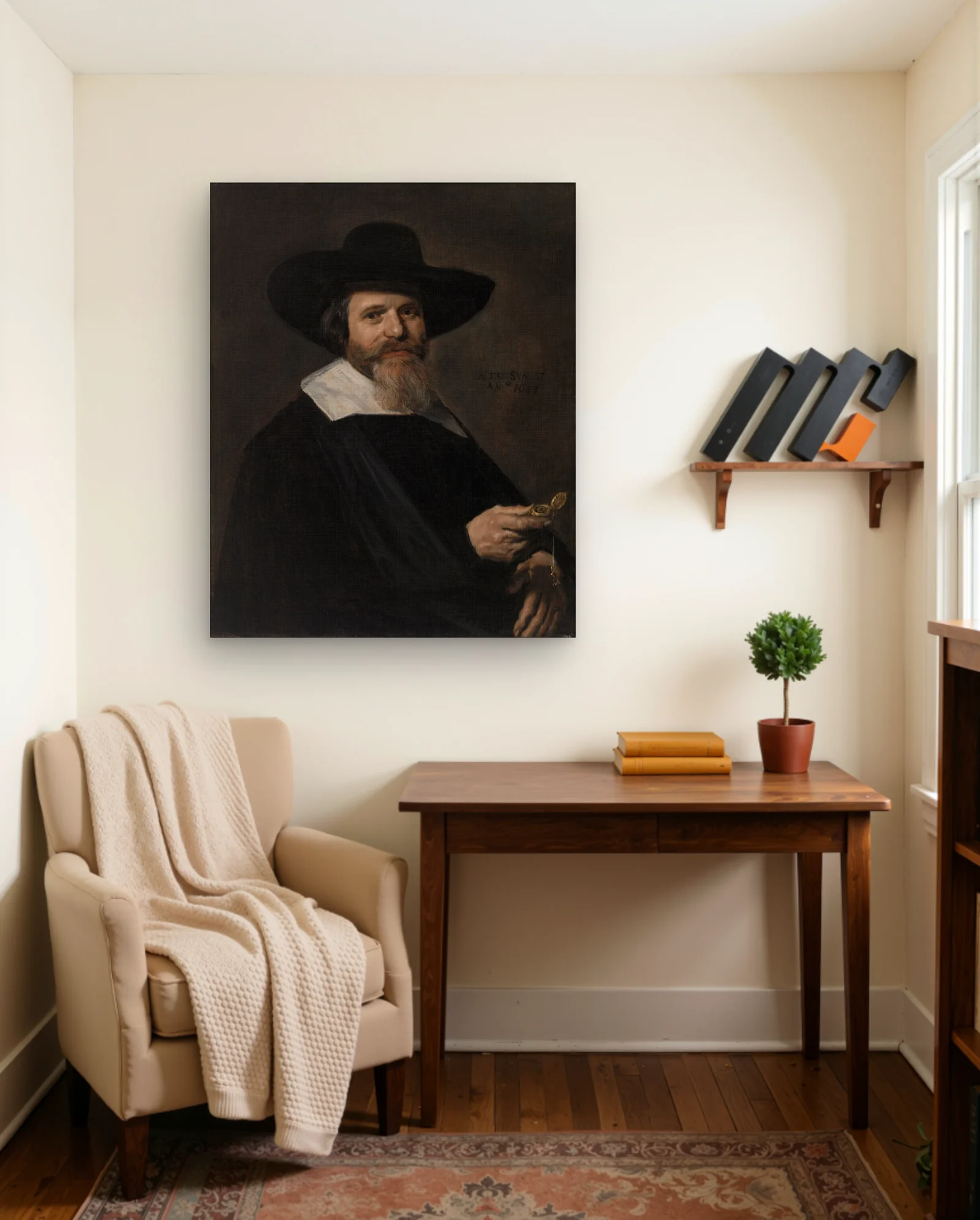 Man Holding Pocket Watch By Frans Hals Art Print — framed wall art poster by Memocult