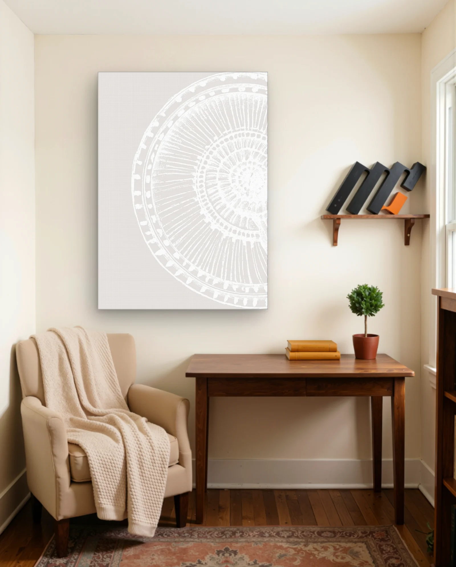 Ivory Quarter Mandala Wall Art — Modern Digital Art abstract & modern wall art poster