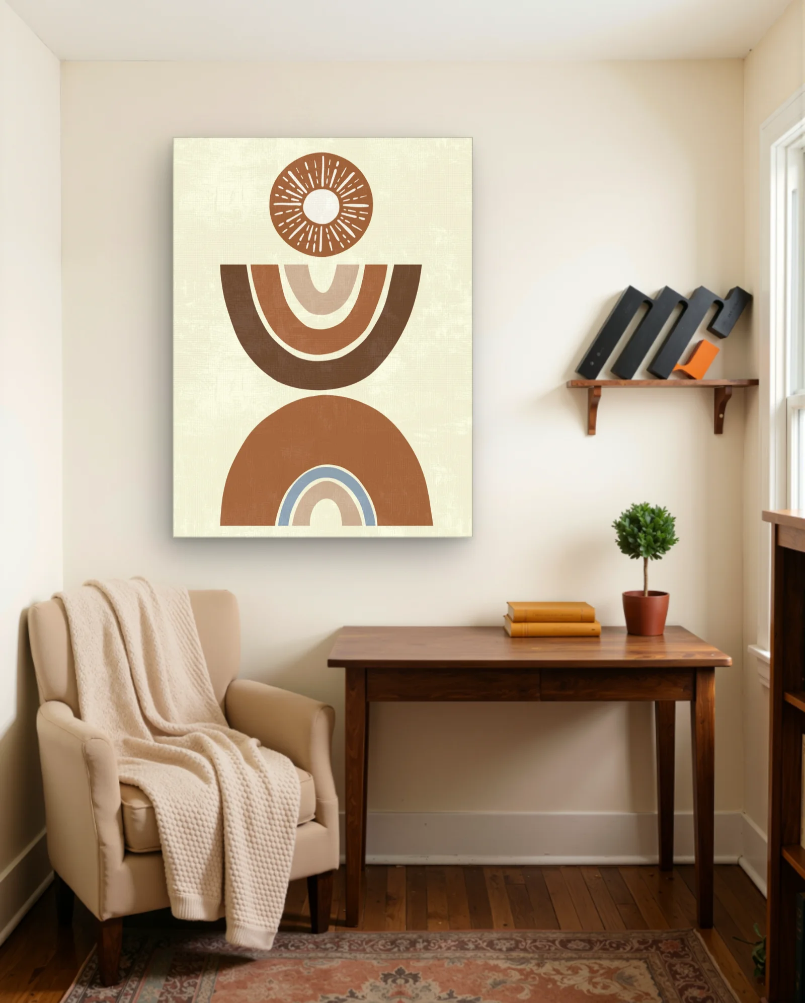 Stacked Arches Sun Earth Tones Wall Art — framed wall art poster by Memocult