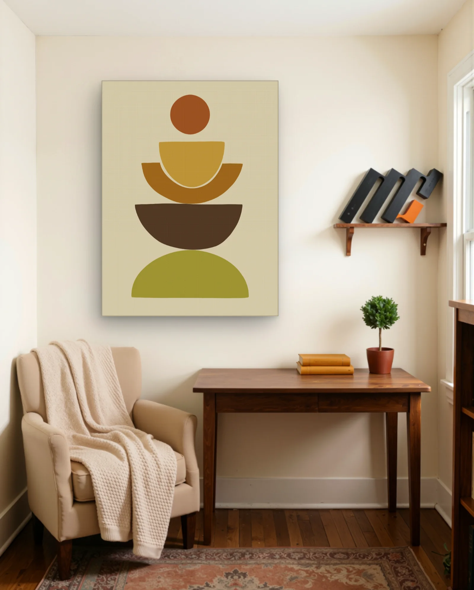 Stacked Earthtone Semi Circles Wall Art — Abstract abstract & modern wall art poster