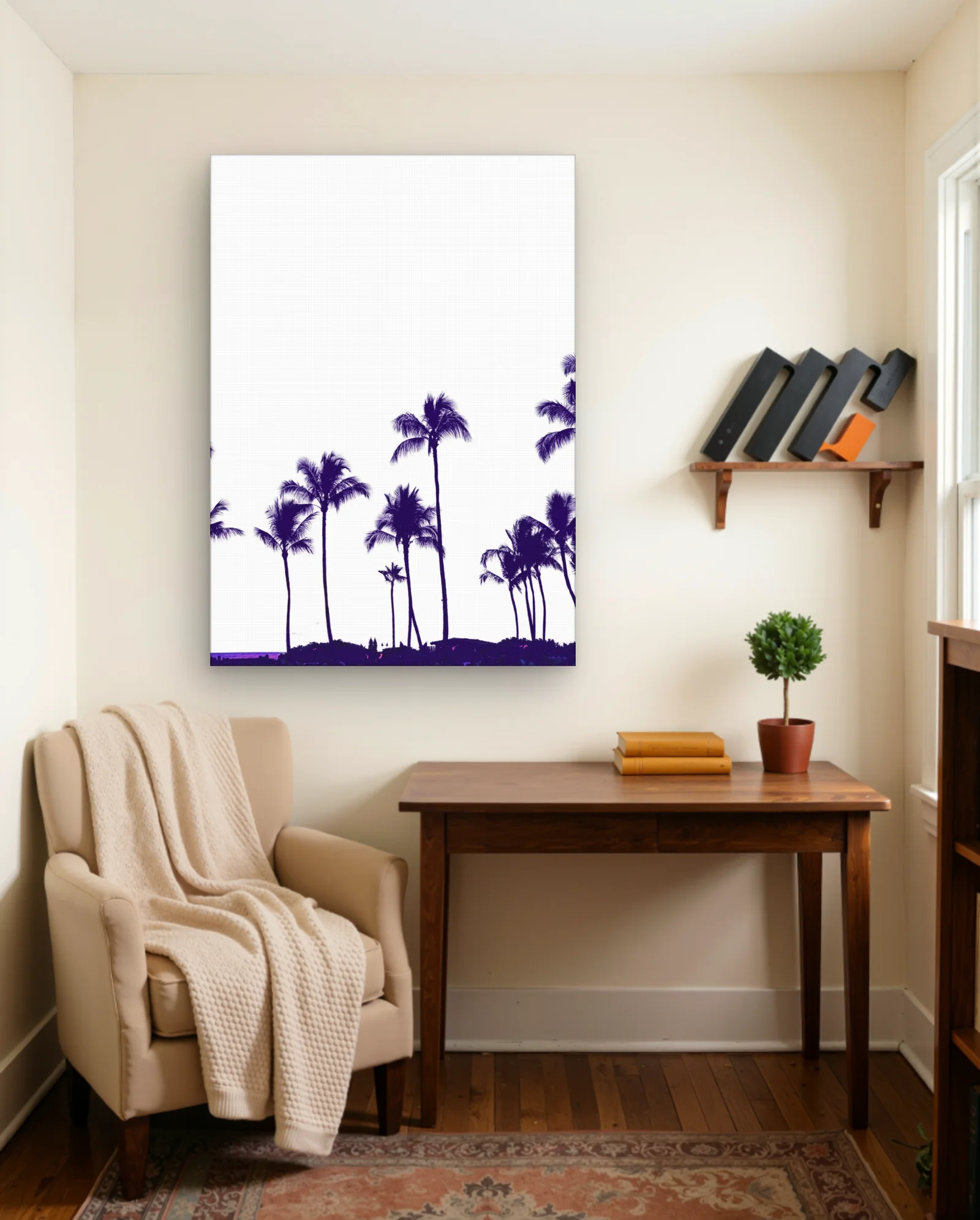 Purple Palm Silhouette Row Wall Art — Modern Digital Art abstract & modern wall art poster