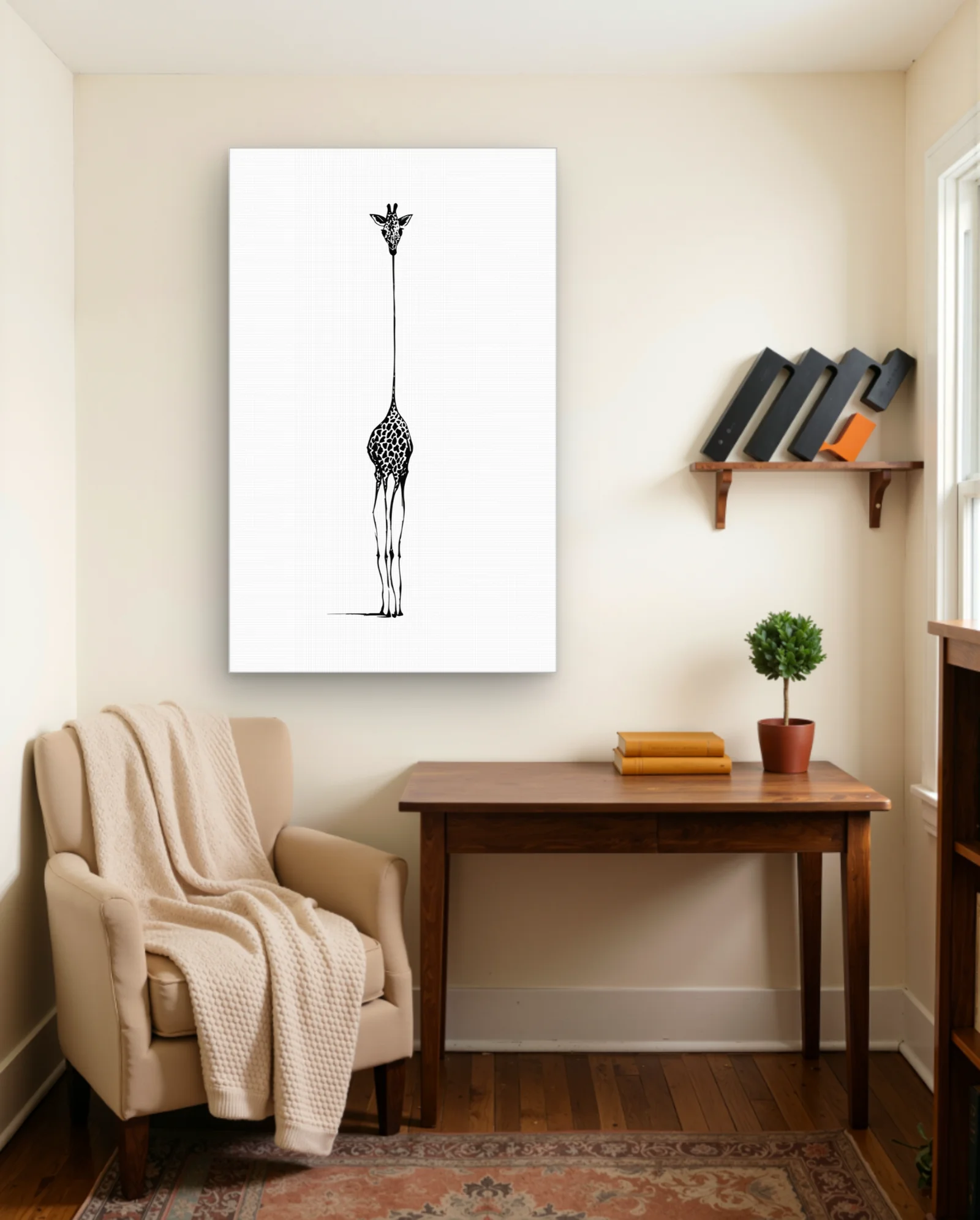 Giraffe Elongated Neck Ink Drip Wall Art — framed wall art poster by Memocult