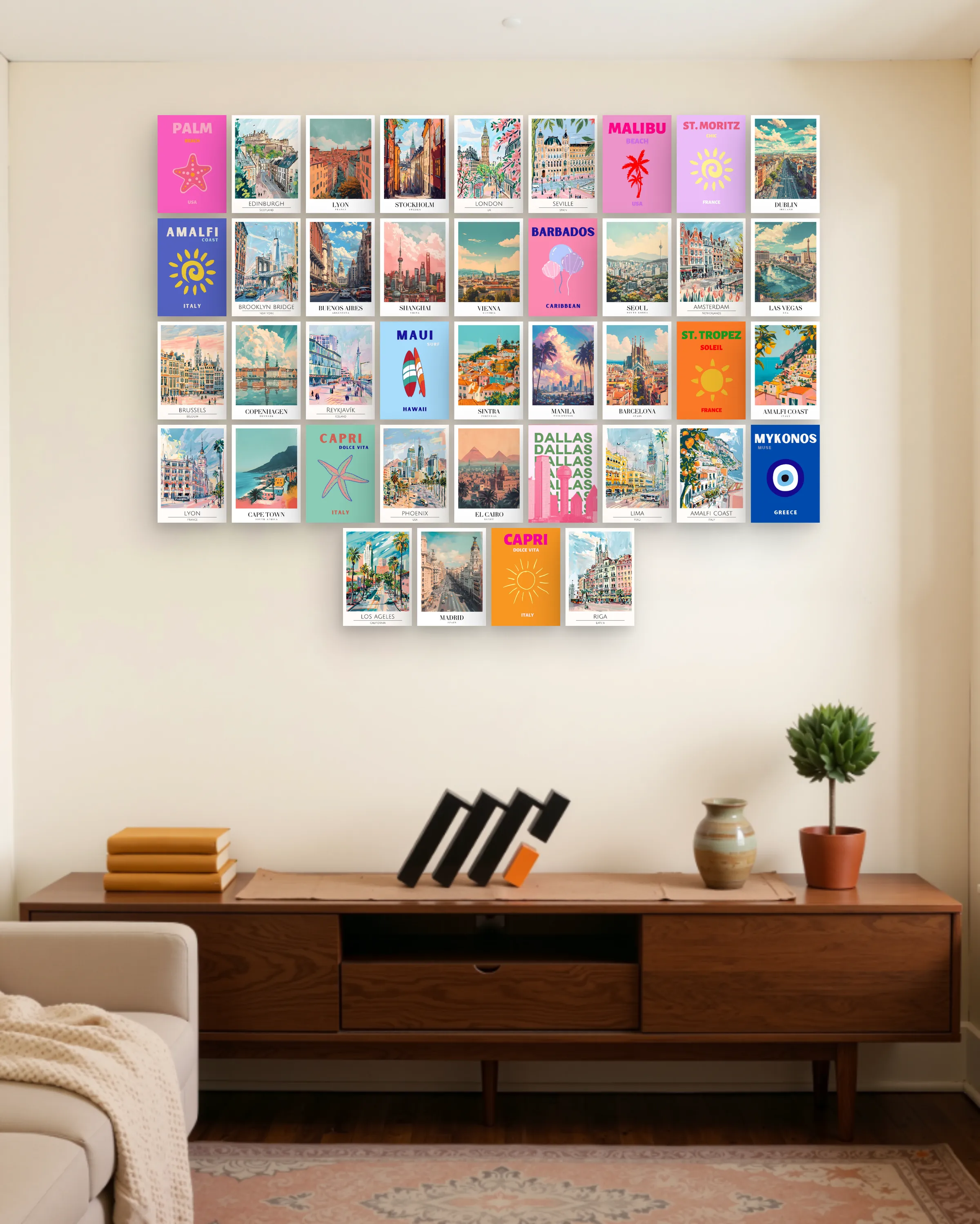 Cityscapes & Travel Collection Pack of 40 — set on a wall