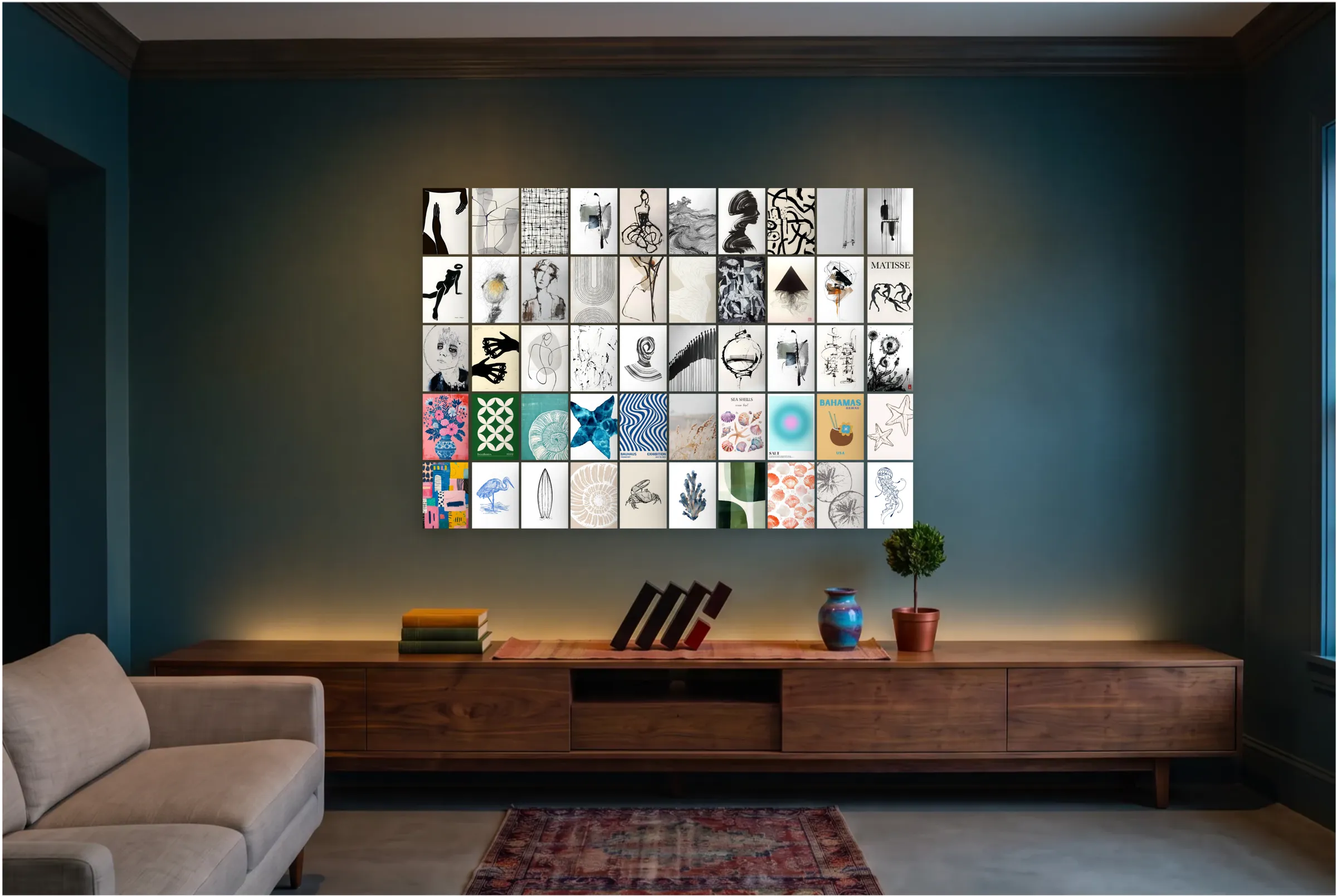 Abstract & Modern Collage Kit (50) — set on a wall