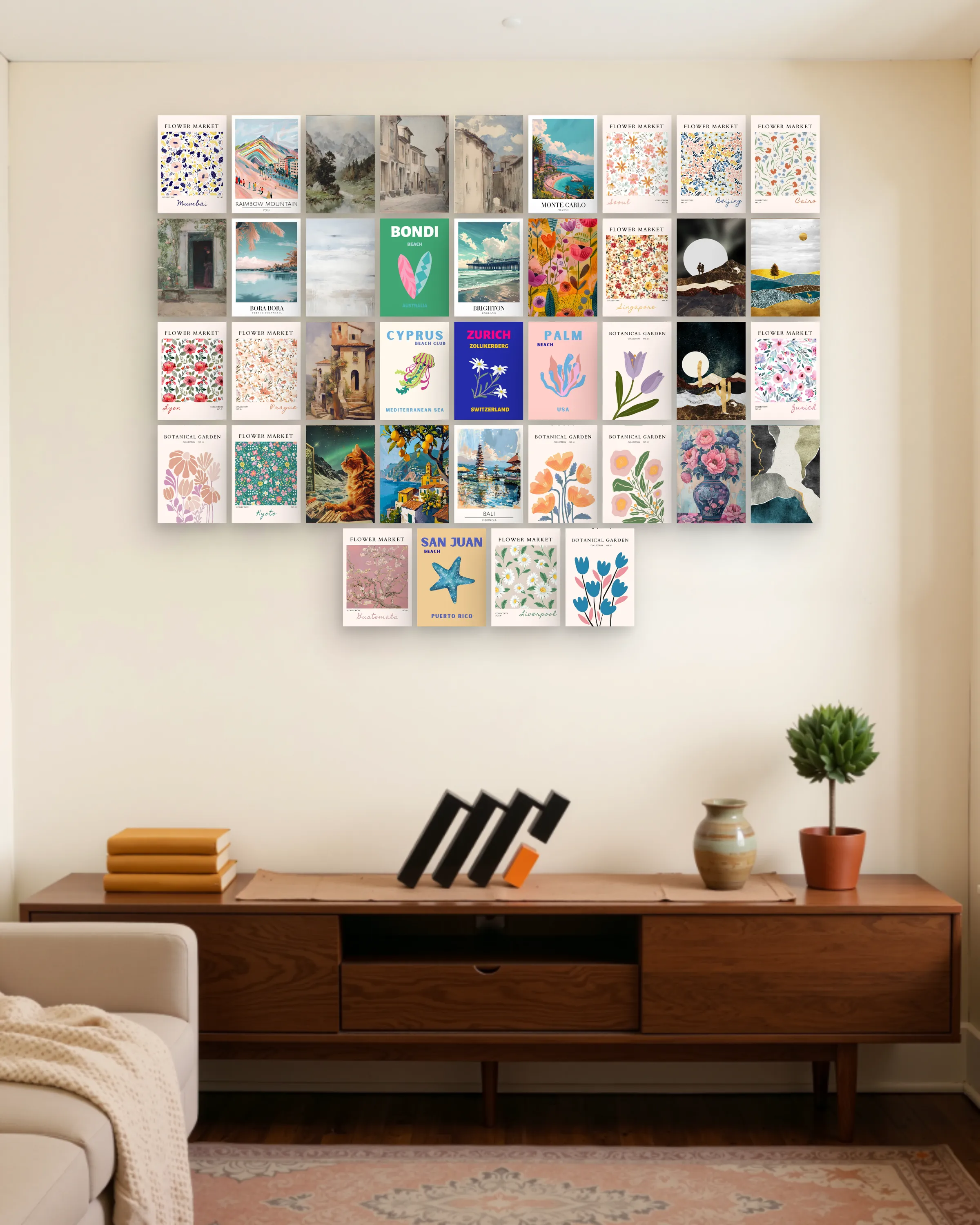 Botanical & Nature Collection Pack of 40 — set on a wall