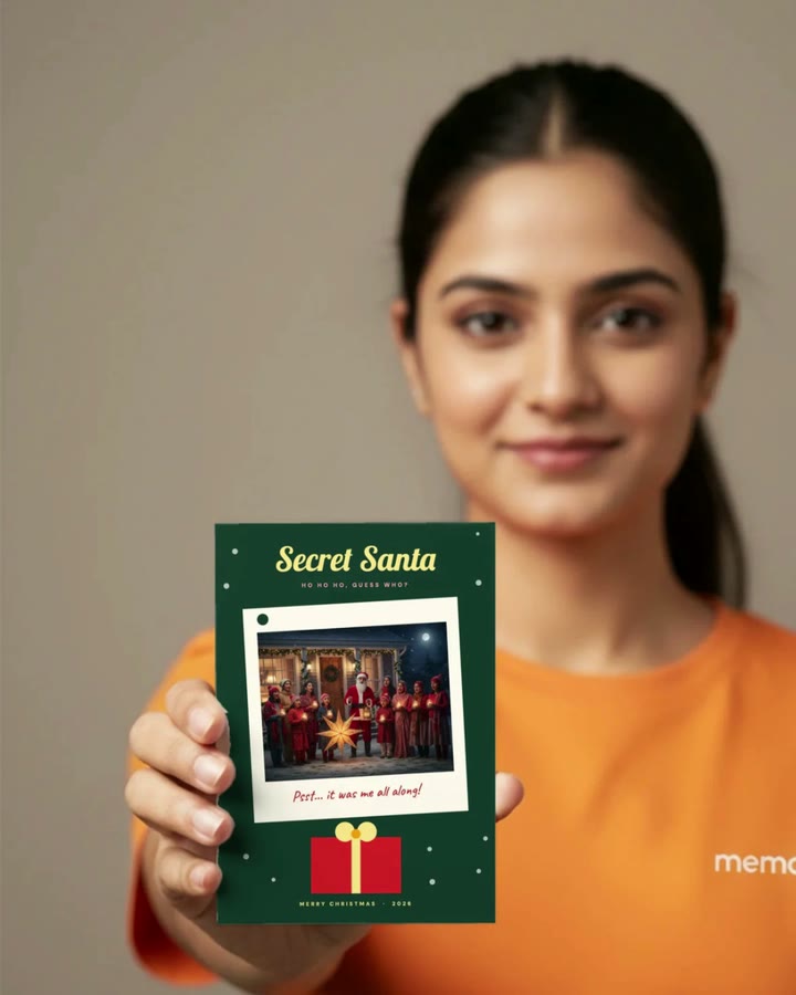 A person holds a printed postcard; it turns over to show its back and settles back