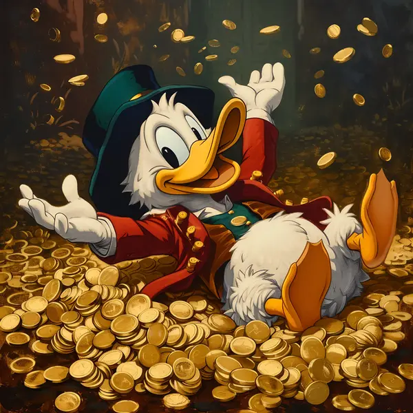 Scrooge McDuck Swimming In Gold Coins Poster — Memocult