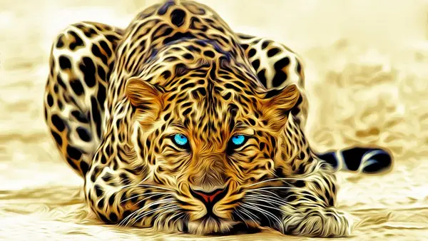 Leopard With Electric Blue Eyes Wall Art — Memocult