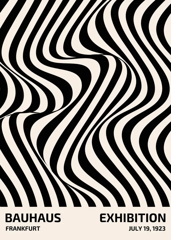 Bauhaus Wavy Stripes — Frankfurt Exhibition Poster (Cream & Black) poster — Memocult