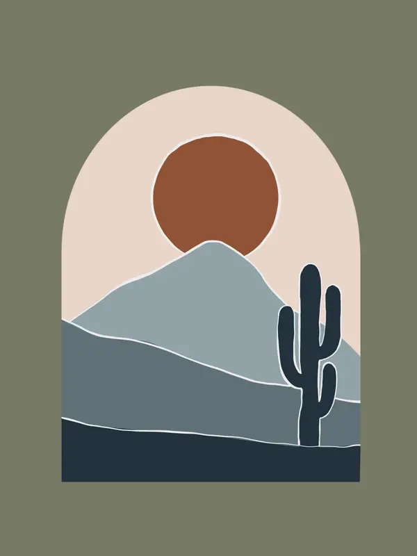 Desert Arch Hills Cactus Sunset Wall Art — Memocult