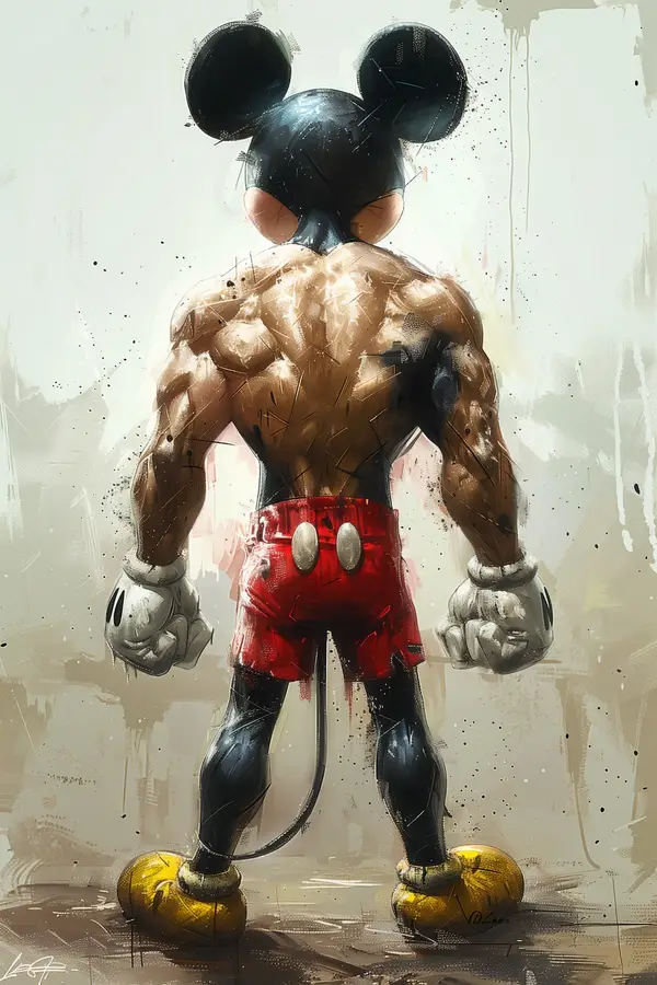 Muscular Mickey Mouse Back View Poster — Memocult