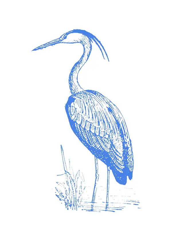 Blue Etching Heron Wall Art — Memocult