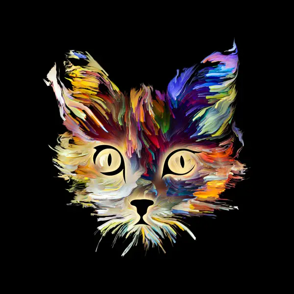 Multicolor Brushstroke Cat Wall Art — Memocult