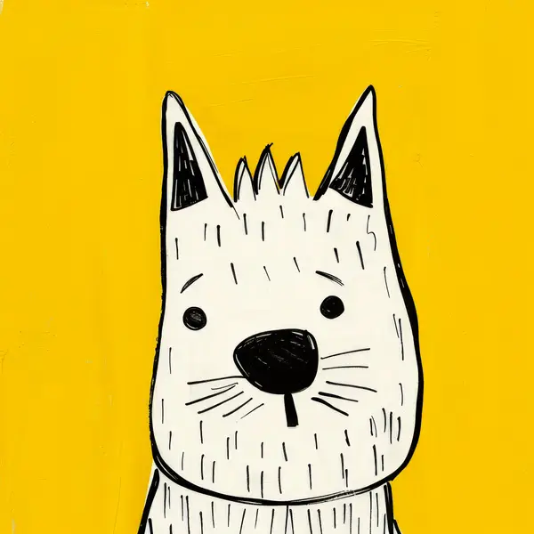 Peeking White Dog Head On Yellow Wall Art — Memocult
